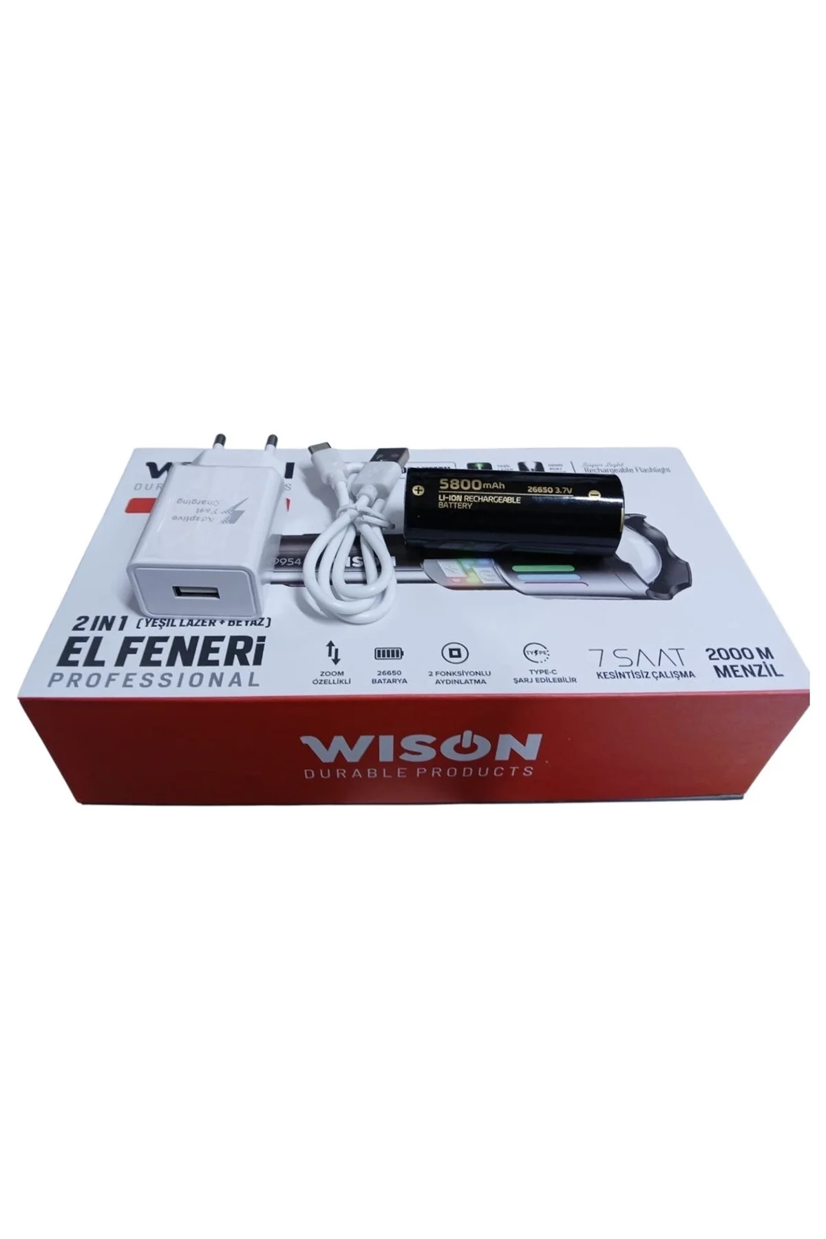 Ws-9954 25w Zoomlu Yeşil Lazerli Metal Şarjlı El Feneri - Just Cheap Store Görsel 3