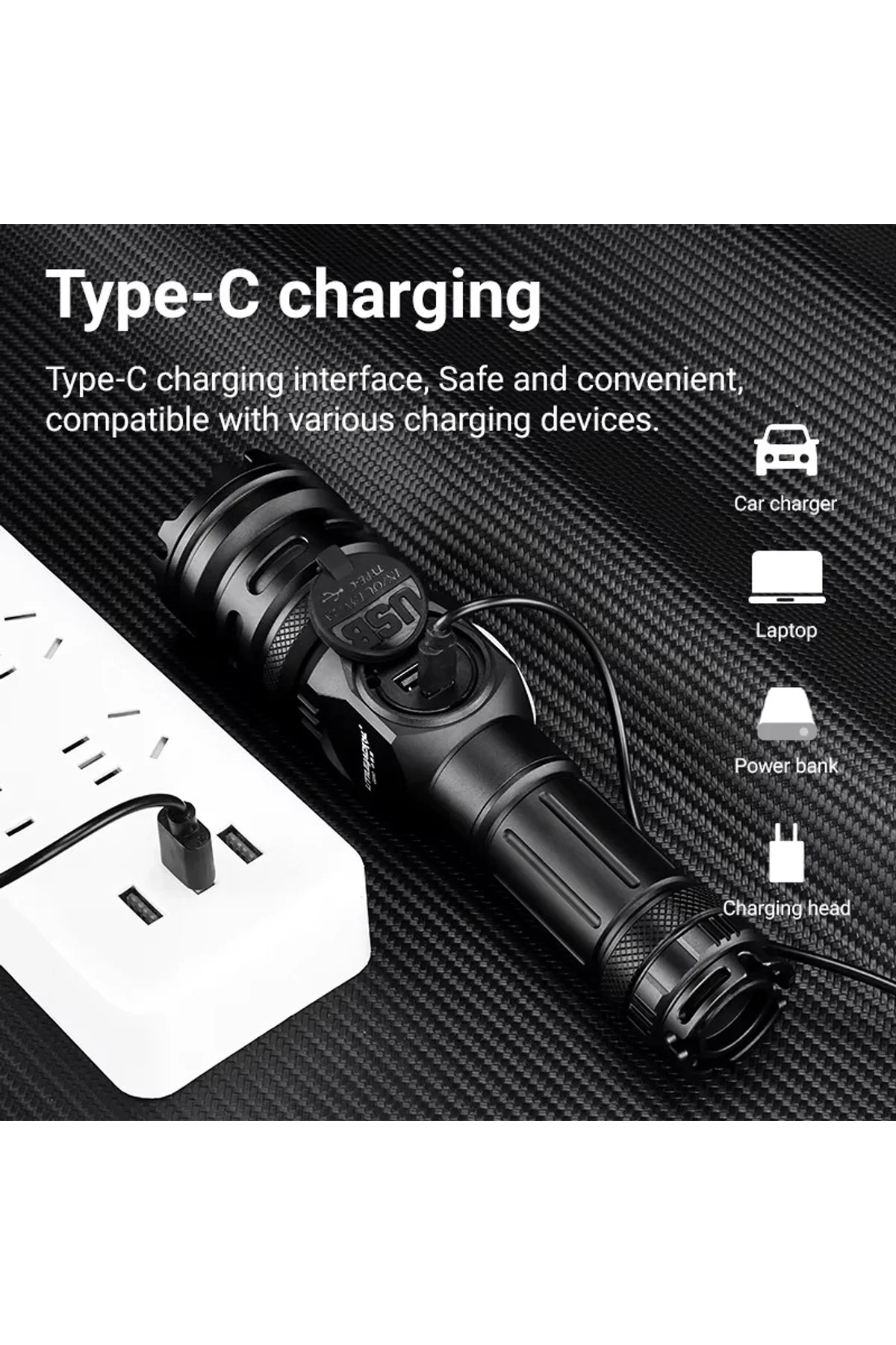 Ws-6868 25watt 2500 Lümen Usb Type-c Şarjlı El Feneri - Just Cheap Store Görsel 3