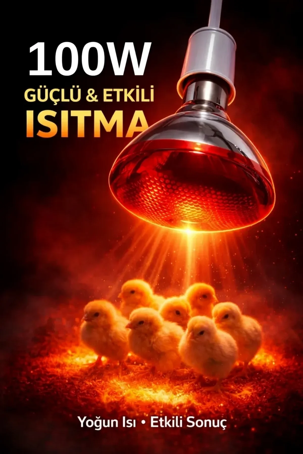 100w Isıtıcı Ampul Kırmızı Isı Lambası Civciv Kümes Kuluçka E27 Duy Isıtma Ampulü
