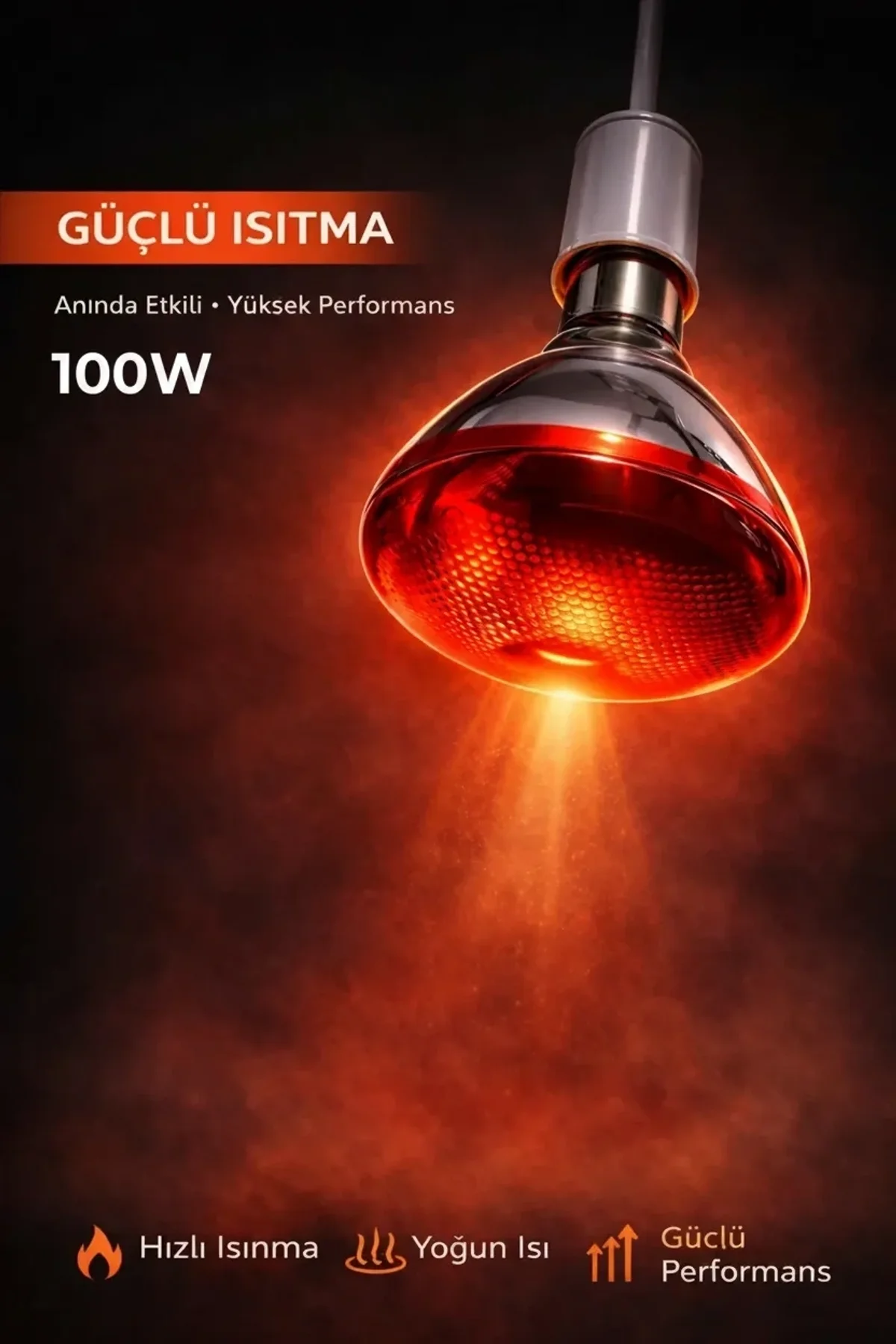 100w Isıtıcı Ampul Kırmızı Isı Lambası Civciv Kümes Kuluçka E27 Duy Isıtma Ampulü - Just Cheap Store Görsel 3