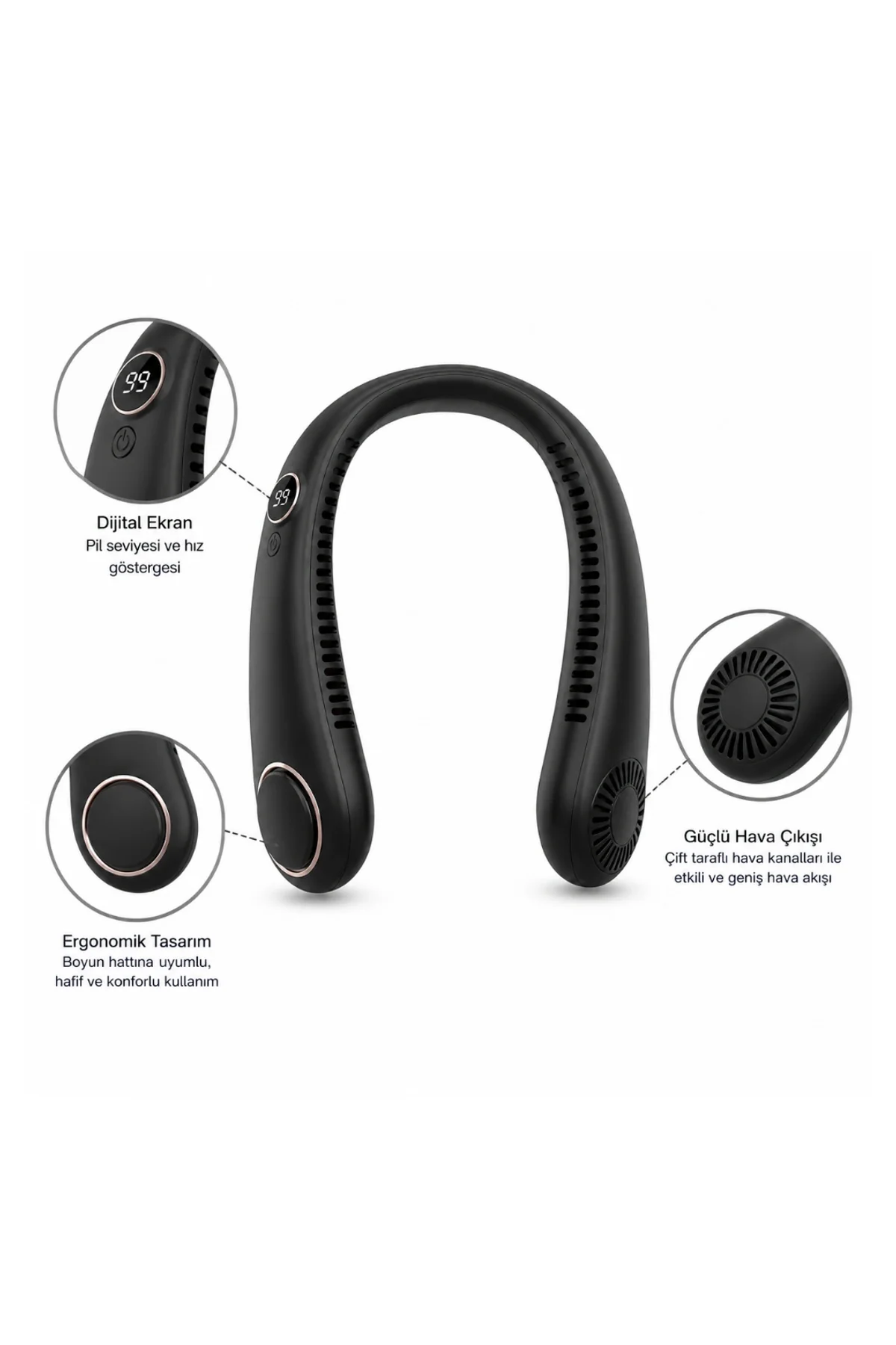 Hafif Ve Ergonomik Tasarımlı Şarjlı Boyun Fanı - Just Cheap Store Görsel 5