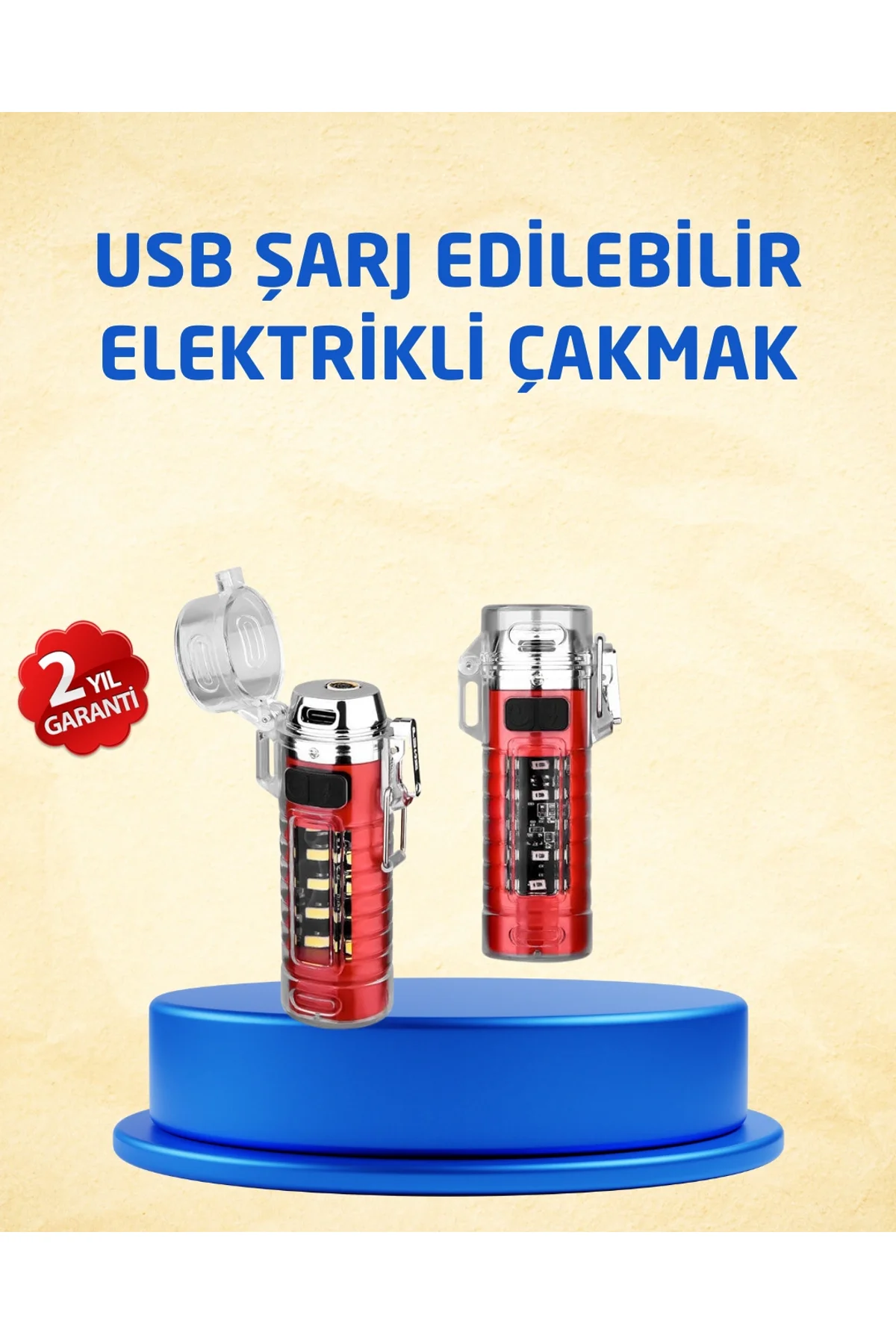 Tip C Şarjlı Dijital Ekranlı Çakmak Ve El Feneri