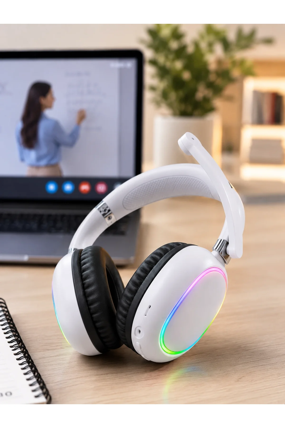 Beyaz Kablosuz Bluetooth Kulaklık Mikrofonlu Ergonomik Kulak Üstü Tasarım - Just Cheap Store Görsel 5