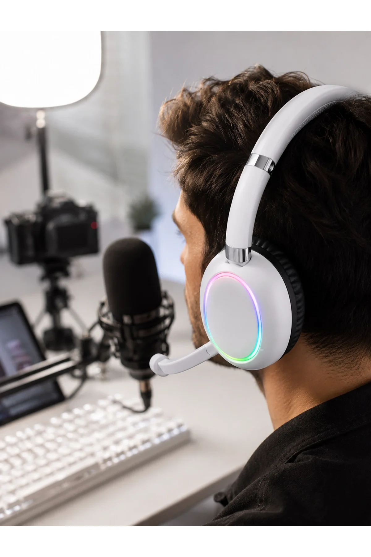 Beyaz Kablosuz Bluetooth Kulaklık Mikrofonlu Ergonomik Kulak Üstü Tasarım - Just Cheap Store Görsel 2