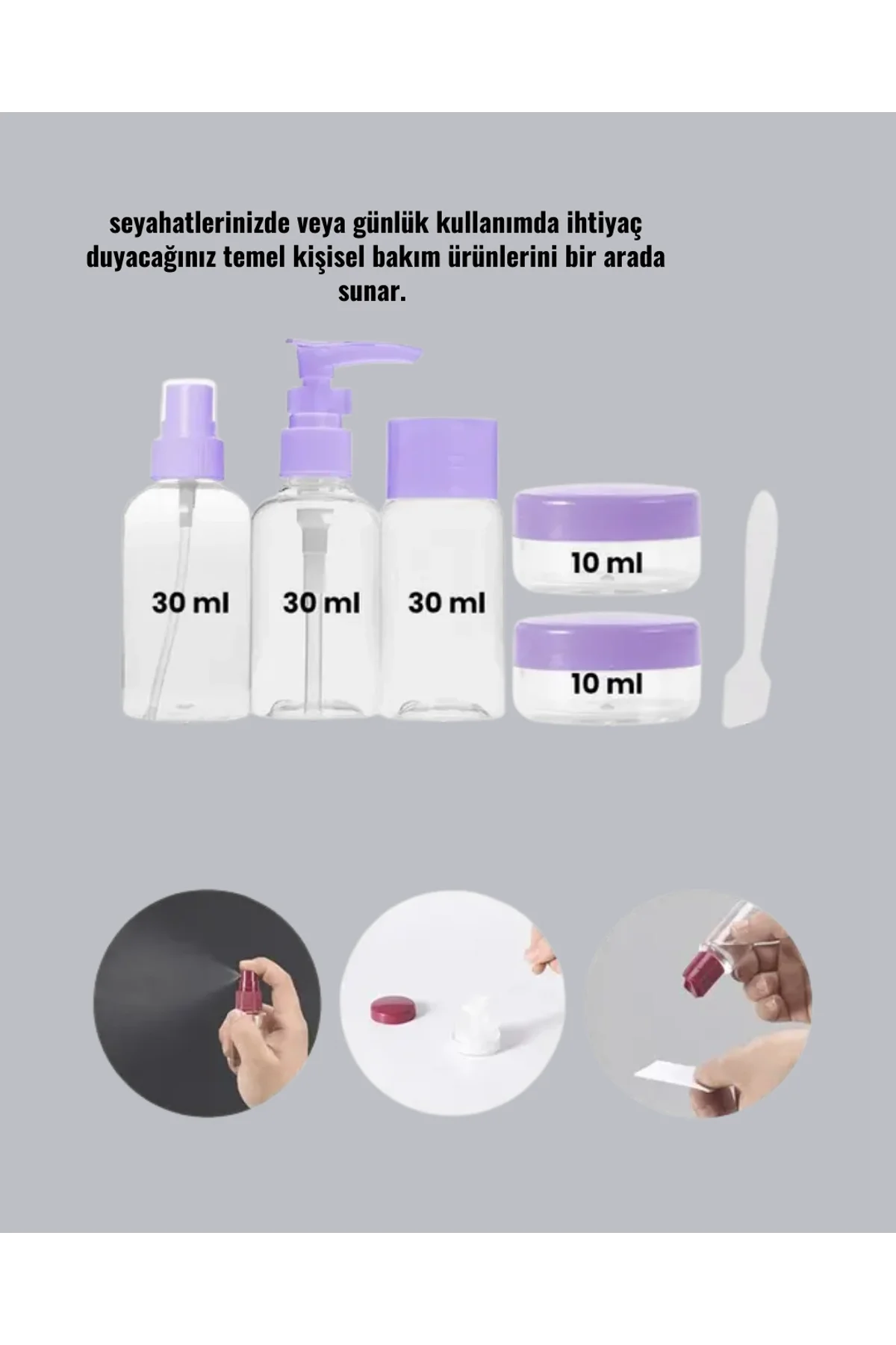 Taşınabilir 5’li Seyahat Banyo Seti Şampuanlık Sprey Krem Kutusu Yeni Nesil - Just Cheap Store Görsel 4