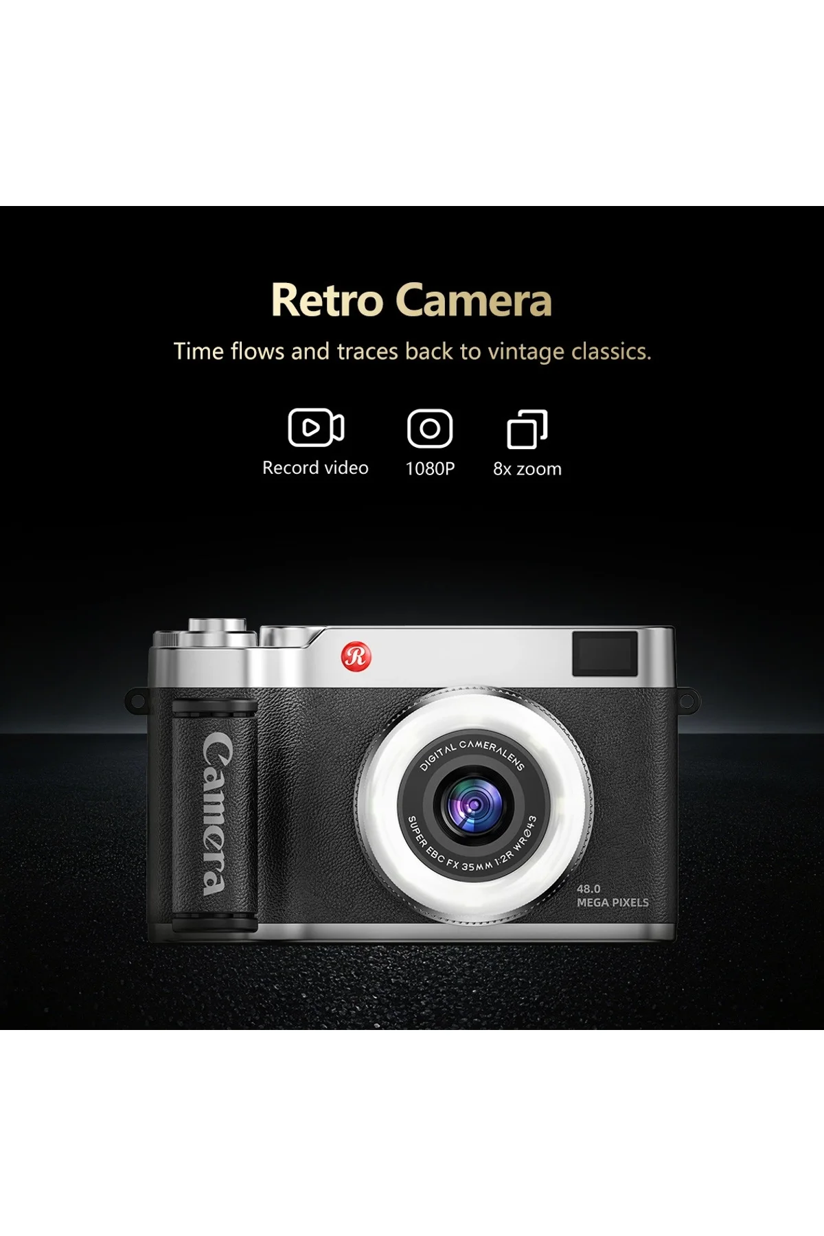 4k Çantalı Dijital Retro Video Kamera 48mp 16x Zoom Işıklı (32gb) Kart Dijital Fotoğraf Makinesi Siy - Just Cheap Store Görsel 3