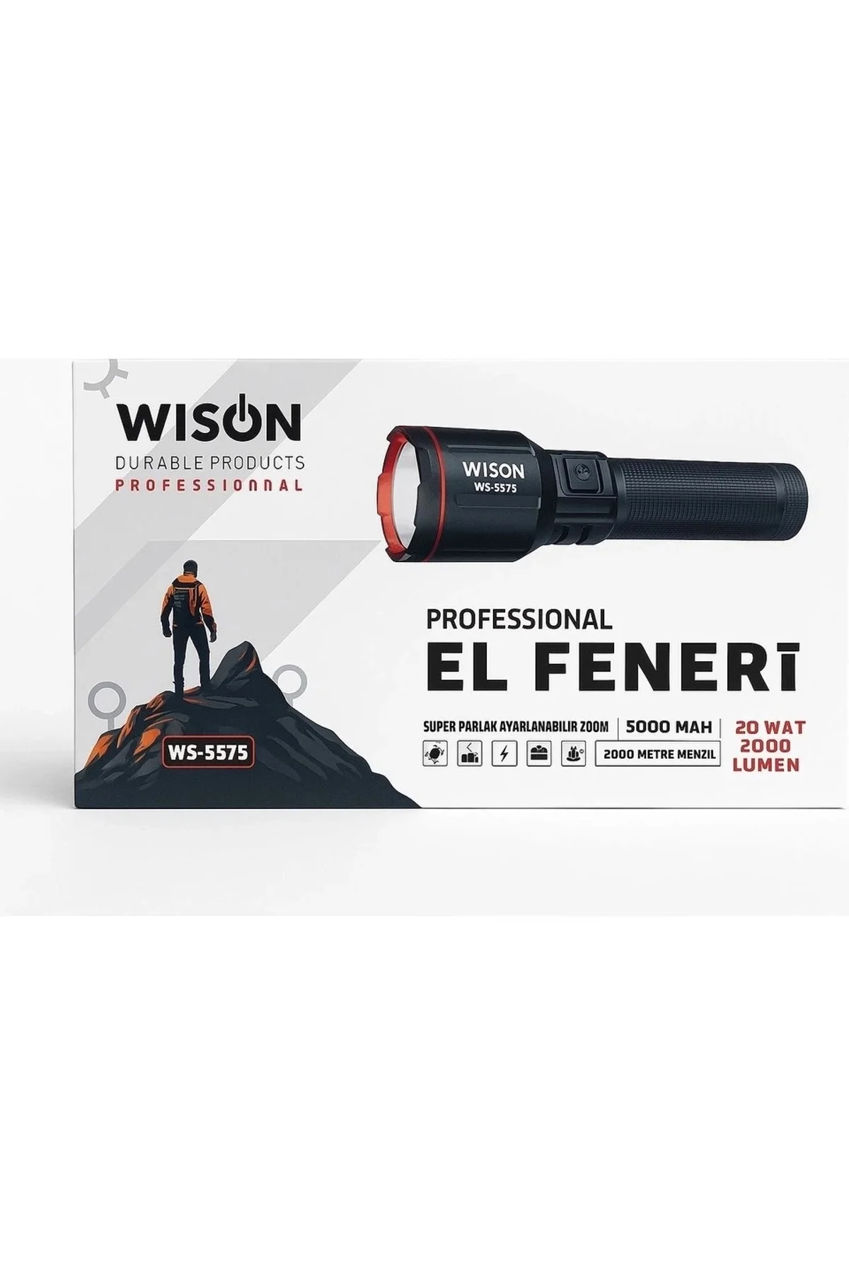 Ws-5575 Profesyonel El Feneri İle Karanlığa Meydan Okuyun 20w Güç, 2000 Lümen Parlaklık Ve 2 Km Menz - Just Cheap Store Görsel 2