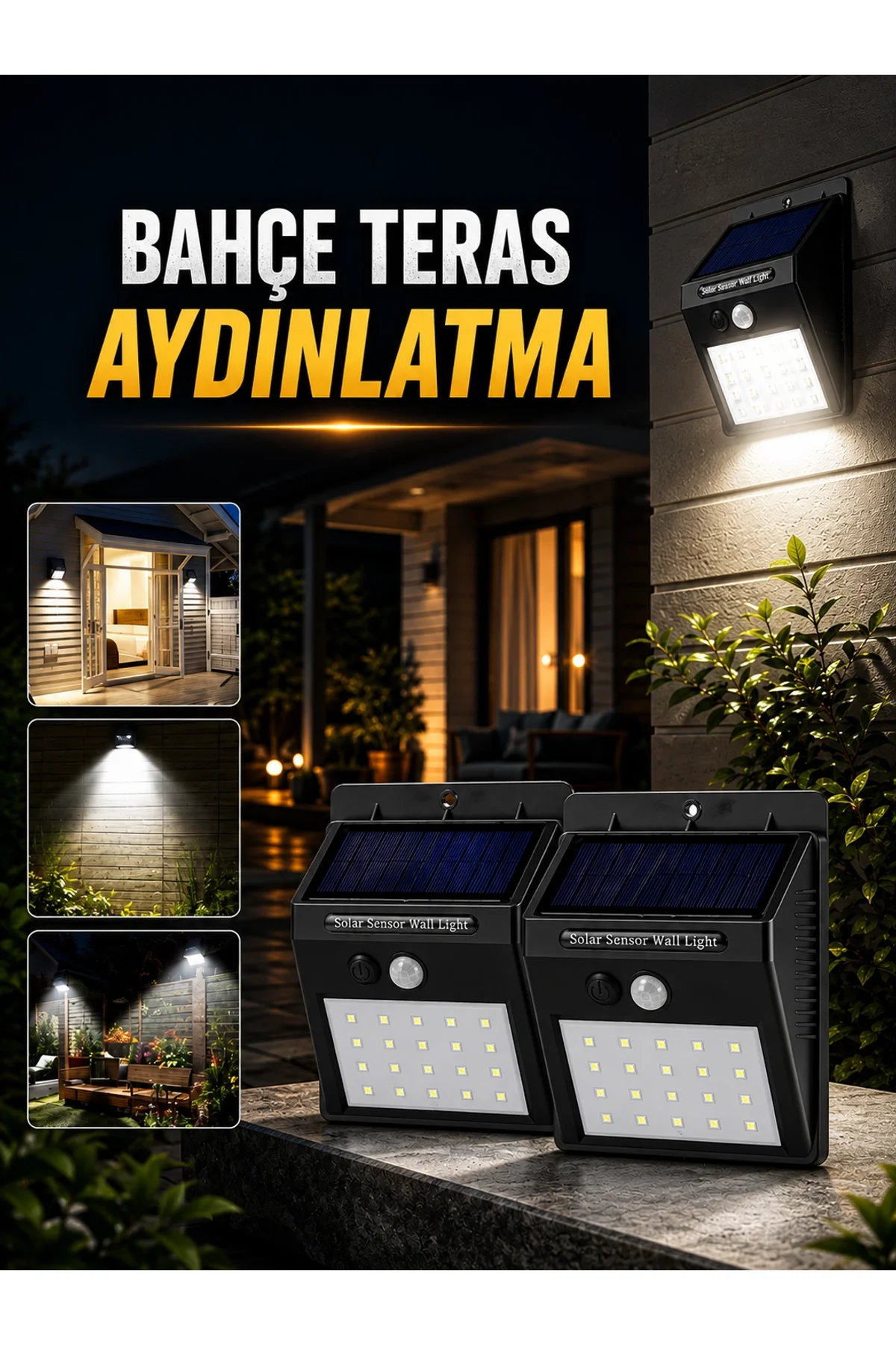 Solar Lamba Giriş, Bahçe Yol Avlu Hareket Sensörlü Led