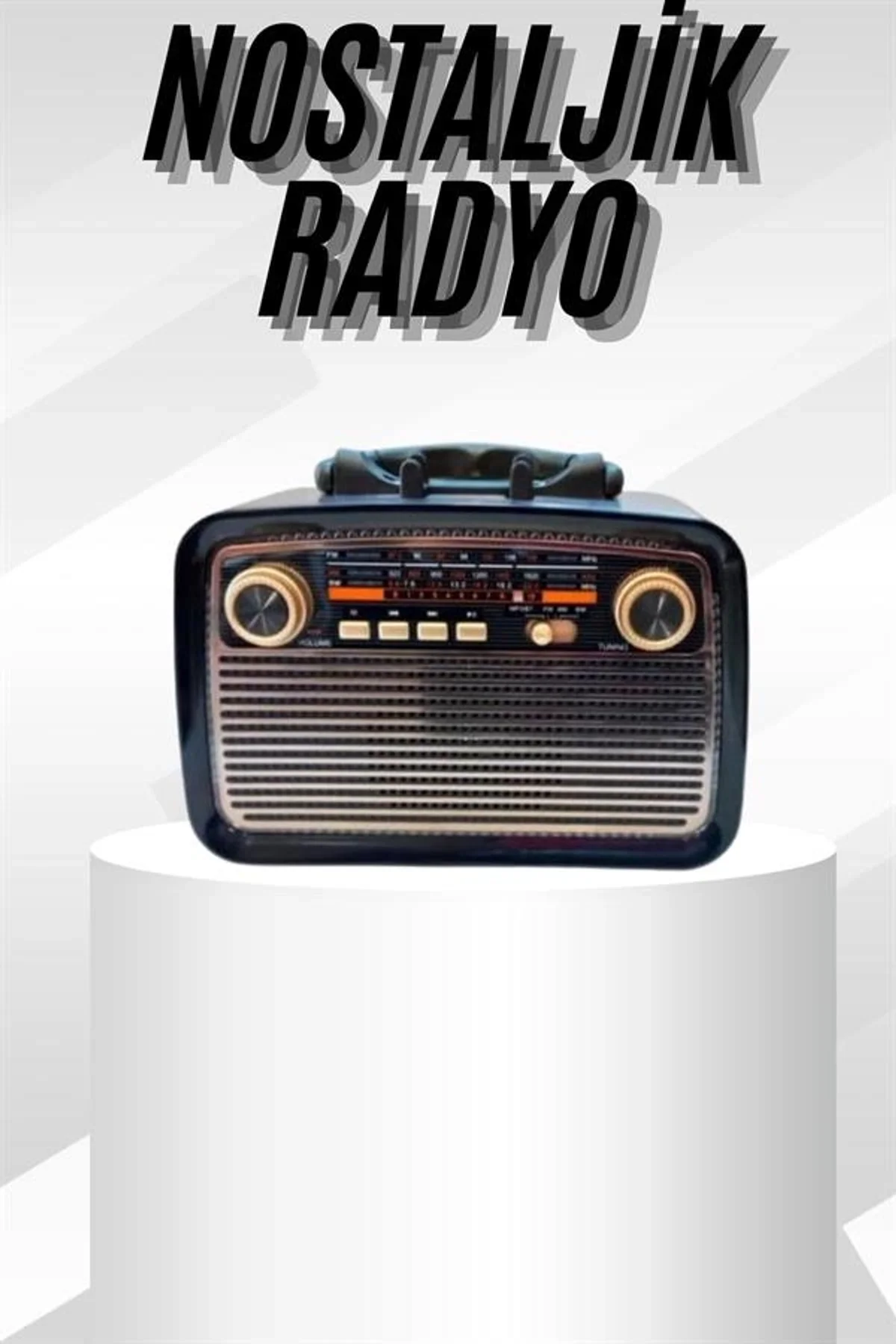 Müzik Kutusu Bluetooth Bağlantılı El Fenerli Nostaljik Tasarım Radyo - Just Cheap Store Görsel 2
