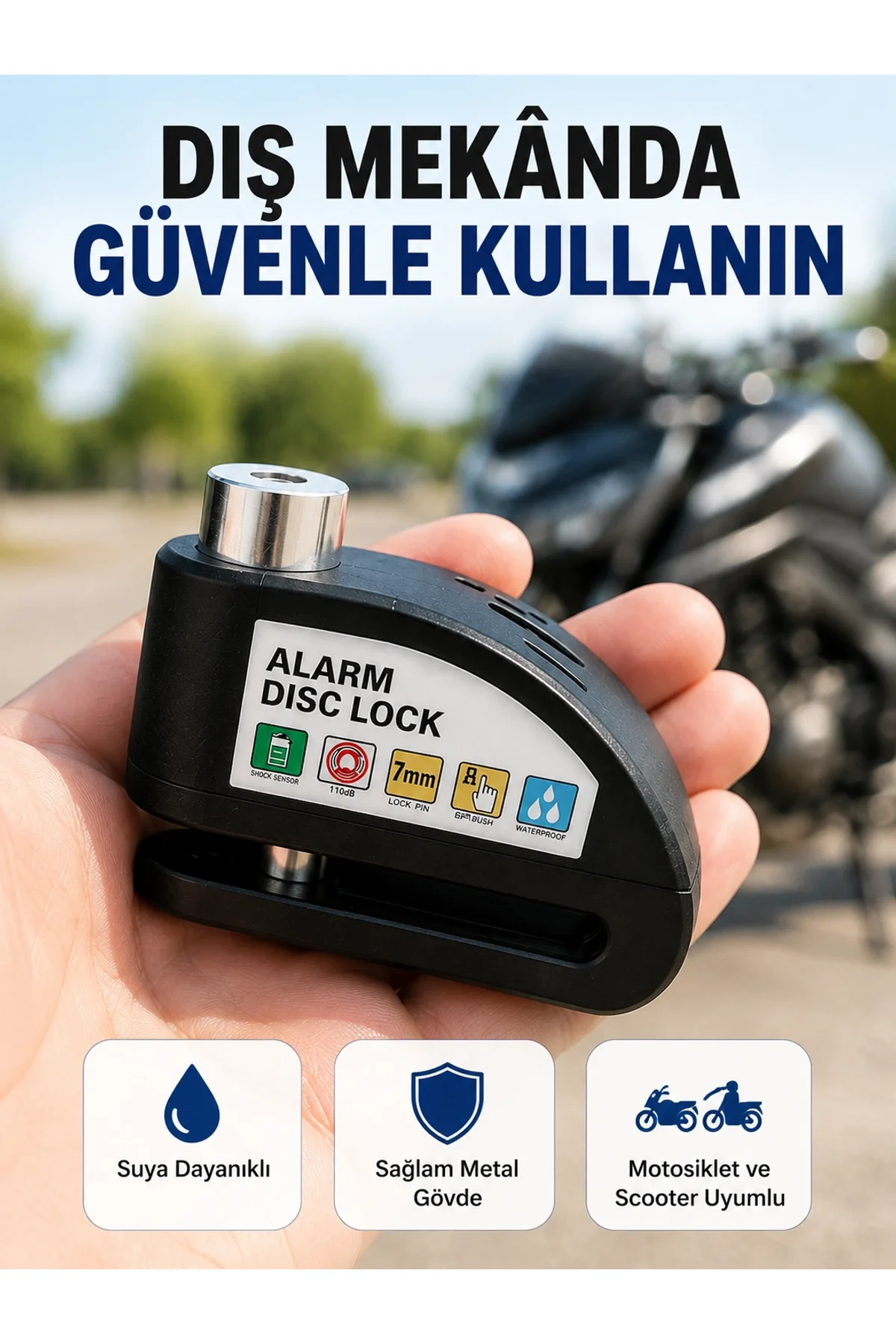 Disk Fren Kilidi Alarmlı Anti Hırsızlık Motosiklet Scooter Bisiklet Yeni Nesil
