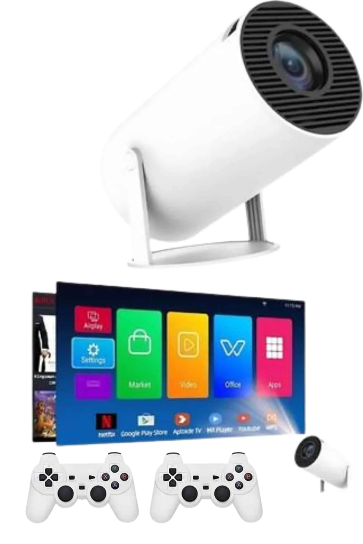 Projeksiyon Cihazı Video Oyun Konsolu Projektör Taşınabilir Ayaklı Çift Kollu 4k Çözünürlüklü - Just Cheap Store Görsel 4