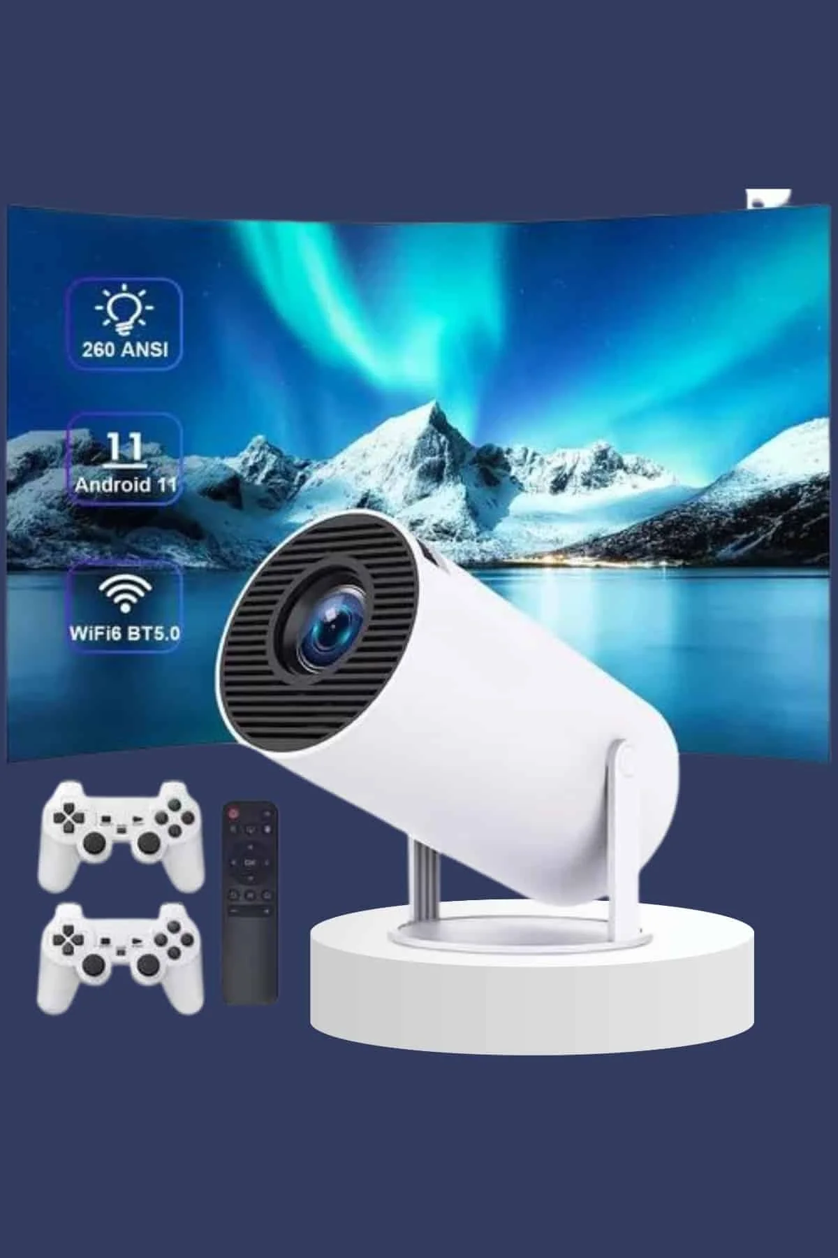 Projeksiyon Cihazı Video Oyun Konsolu Projektör Taşınabilir Ayaklı Çift Kollu 4k Çözünürlüklü - Just Cheap Store Görsel 2