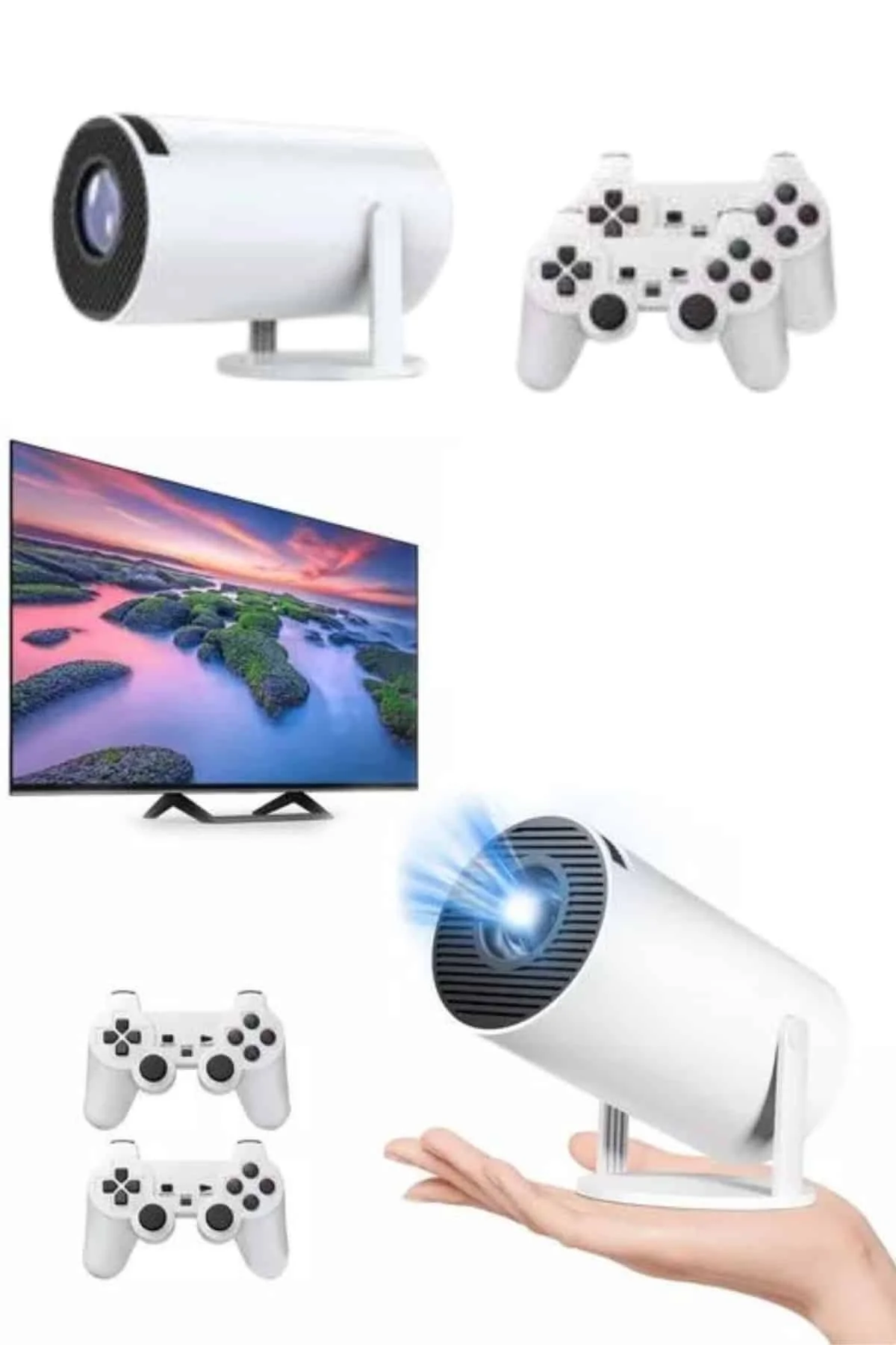 Projeksiyon Cihazı Video Oyun Konsolu Projektör Taşınabilir Ayaklı Çift Kollu 4k Çözünürlüklü - Just Cheap Store Görsel 3