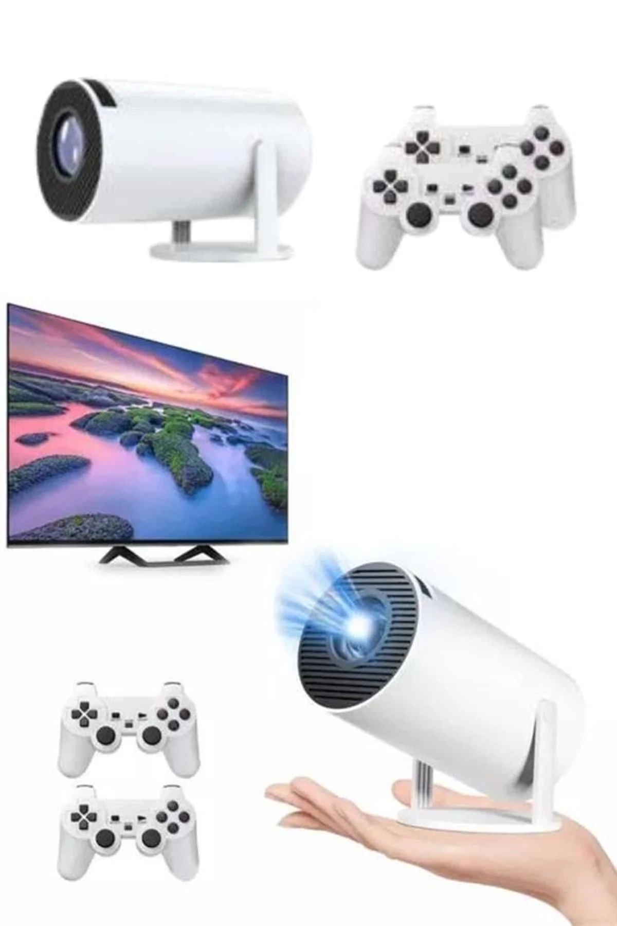 Projeksiyon Cihazı Video Oyun Konsolu Projektör Taşınabilir Ayaklı Çift Kollu 4k Çözünürlüklü - Just Cheap Store Görsel 3