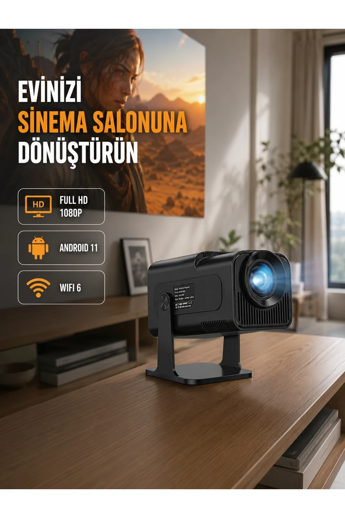1.5 Kg Ağırlığında, 4500 Retro Oyunlu Multimedya Projektör Yeni Nesil