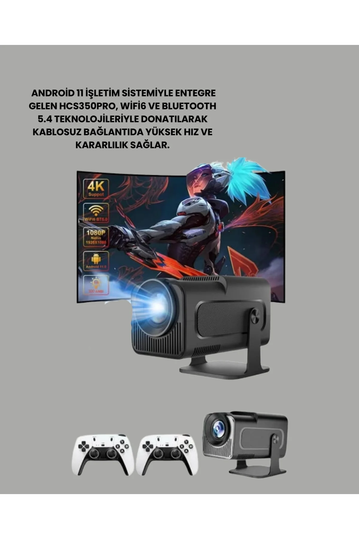 Hcs350pro 1080p Full Hd Taşınabilir Android Projektör Yeni Nesil - Just Cheap Store Görsel 2