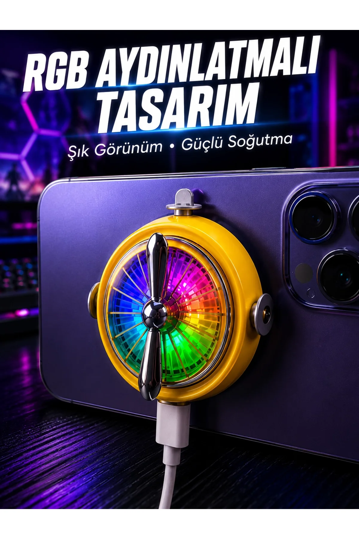 Rgb Işıklı Manyetik Telefon Oyun Soğutucu Fan