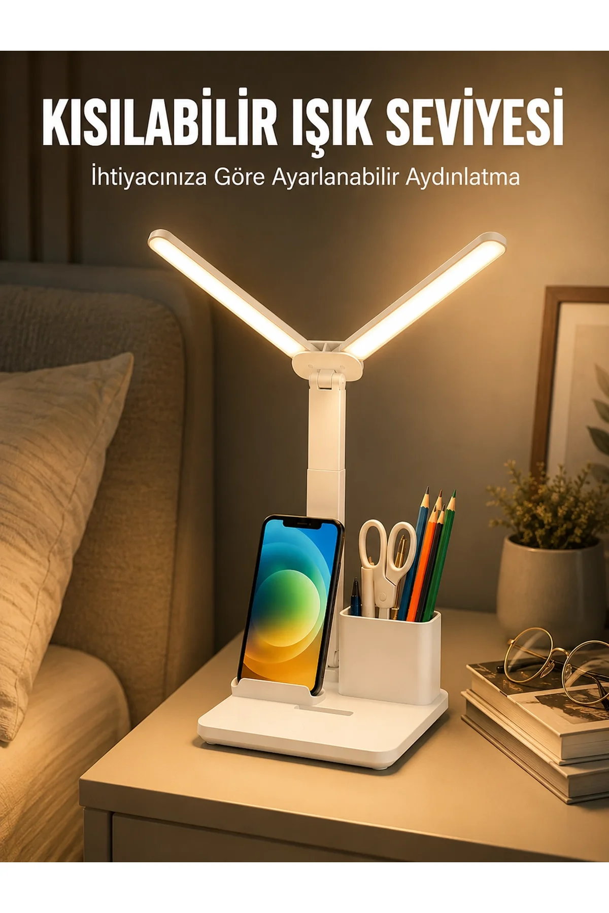 Kısılabilir Led Masa Lambası – Kalemlik, Telefon Standı Ve Okuma Işığı Bir Arada Yeni Nesil