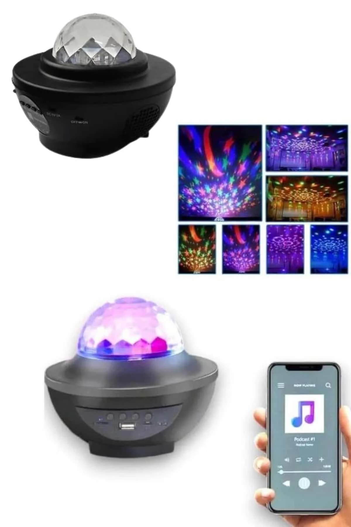 Masa Ve Gece Lambası Renkli Projektör Işıklı Disko Topu Bluetooth Hoparlör - Just Cheap Store Görsel 4