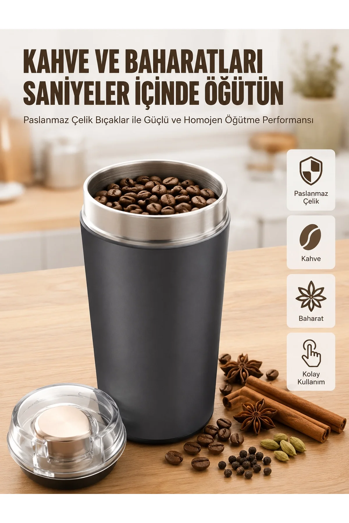 Yeni Nesil Kahve Ve Baharat Öğütücü Paslanmaz Çelik Kahve Değirmeni