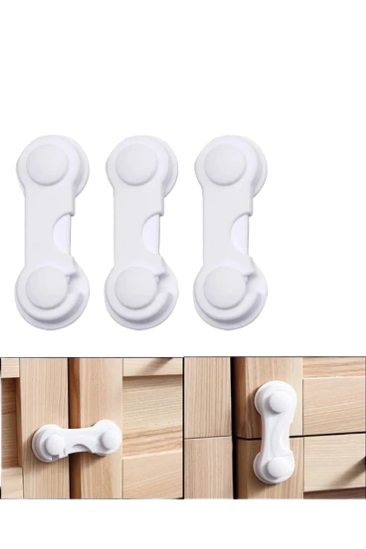 4 Adet Bebek Güvenlik Dolap Kilidi Çift Taraflı Bantlı Kolay Montajlı Emniyet Seti Yeni Nesil - Just Cheap Store Görsel 3