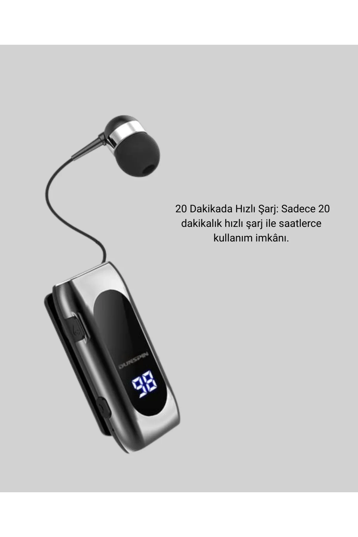 Bluetooth 5.2 Klipsli Kablosuz Kulaklık – Dijital Ekran &amp; Titreşimli Uyarı Yeni Nesil - Just Cheap Store Görsel 4