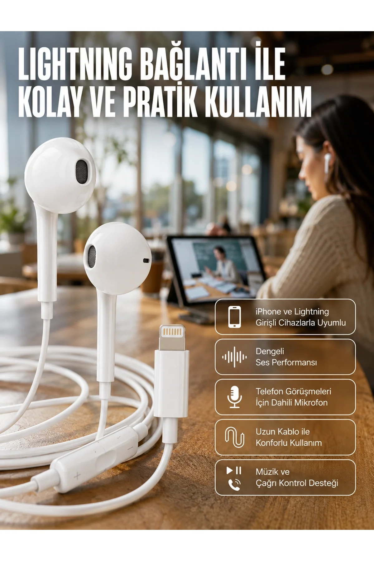 Konforlu Ergonomik Kare Tasarımlı Müzik Ve Çağrı Kulaklığı Yeni Nesil