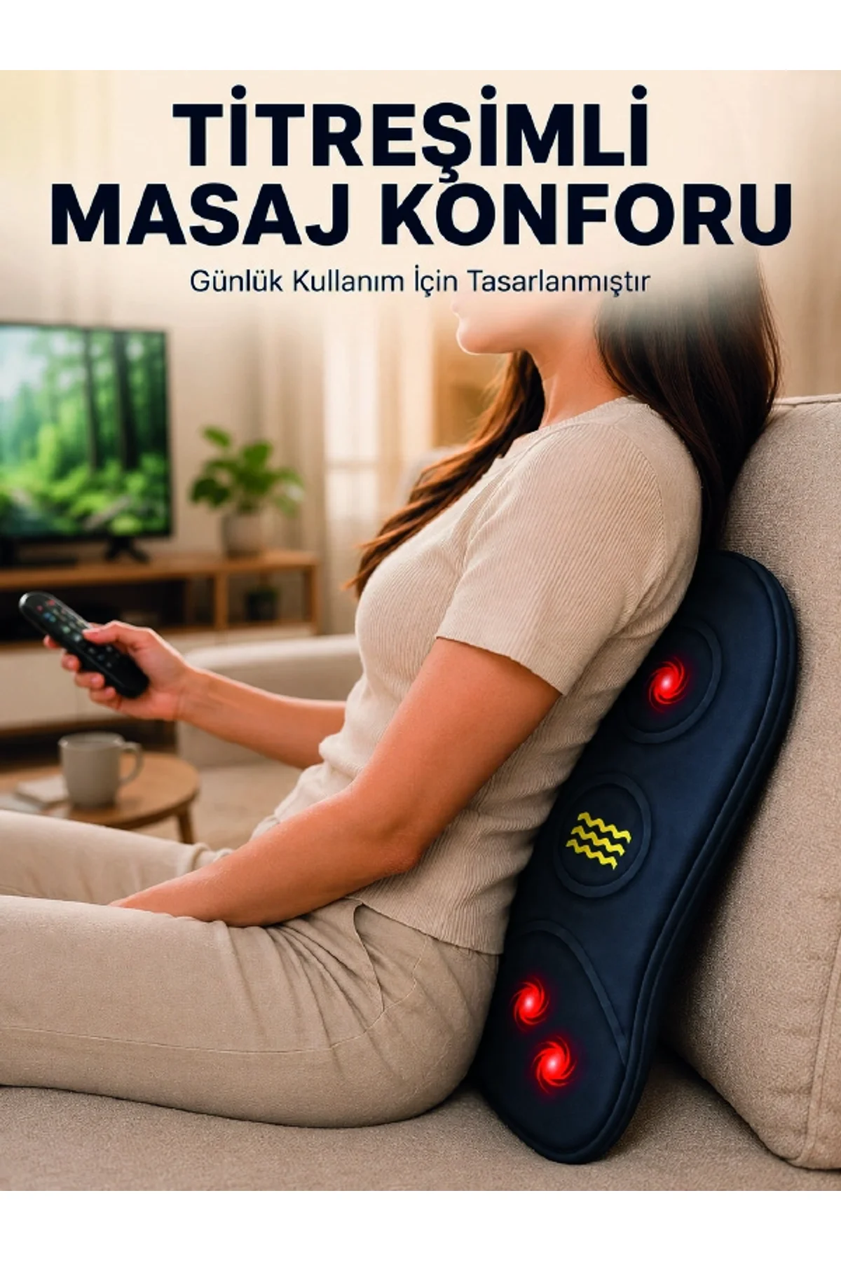 Ergonomik Isıtmalı Bel Masaj Minderi Sırt Destek Minderi
