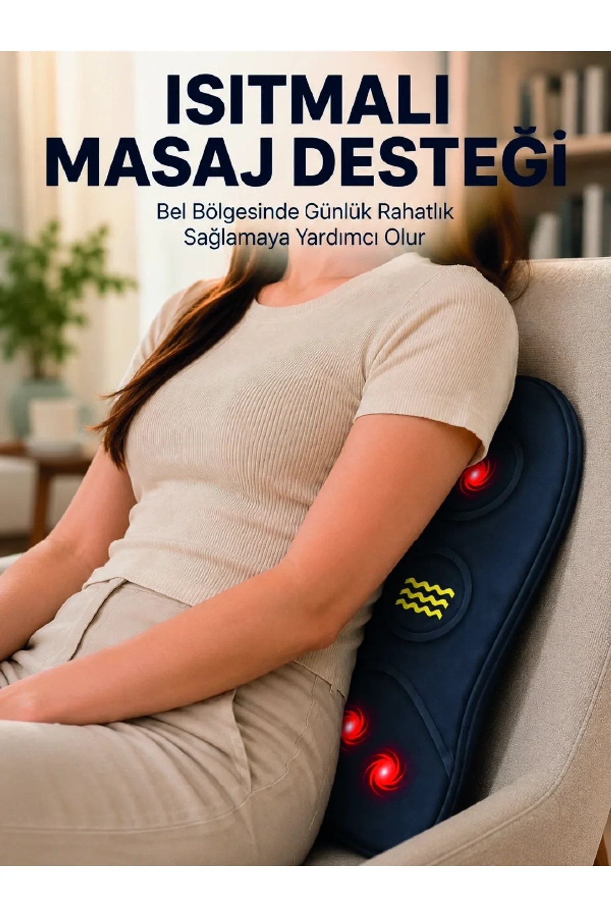 Titreşimli Isıtmalı Sırt Ve Bel Masaj Minderi Ergonomik Tasarım