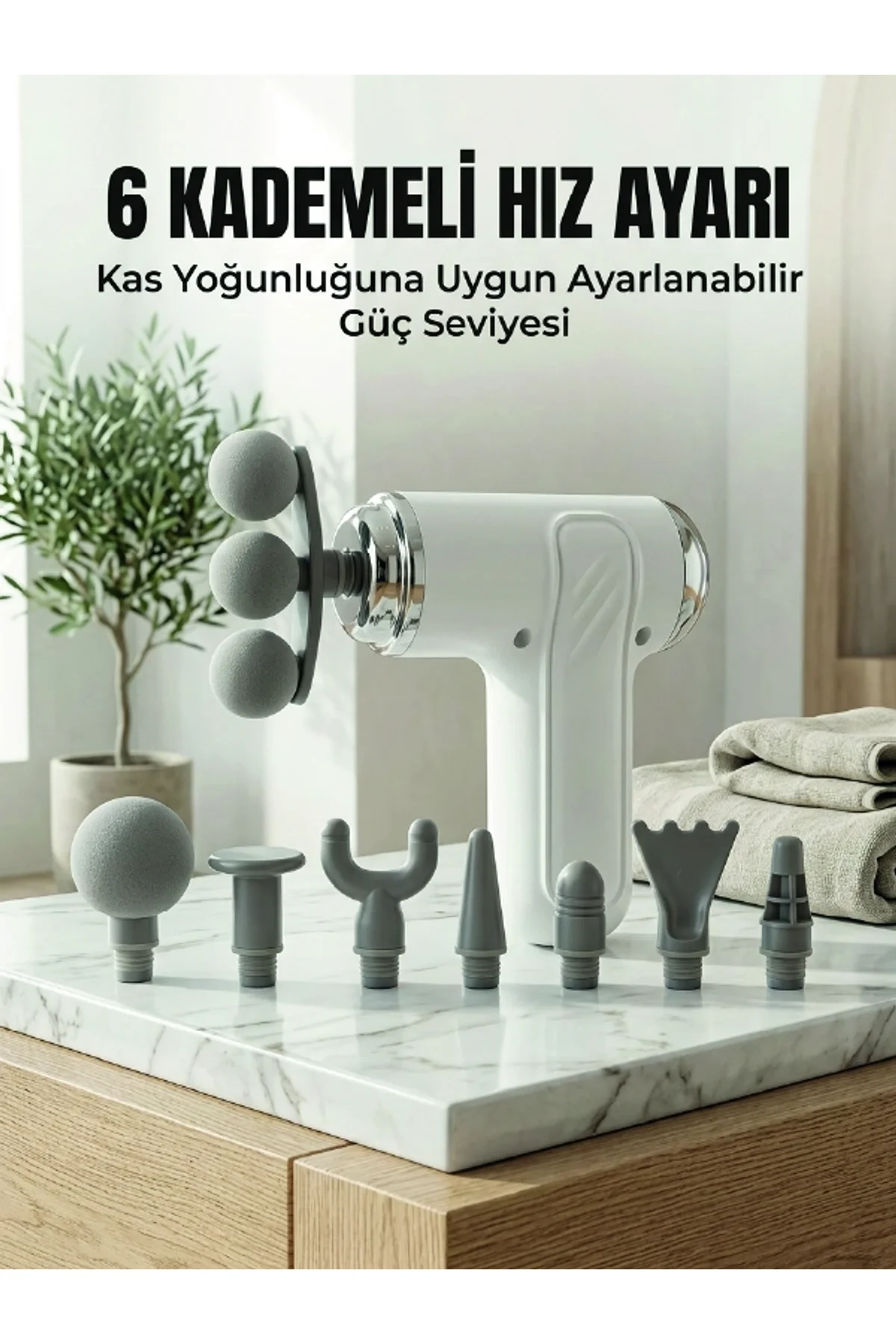 Profesyonel Kas Gevşetici Masaj Tabancası 8 Değiştirilebilir Başlıklı Kablosuz Masaj Cihazı