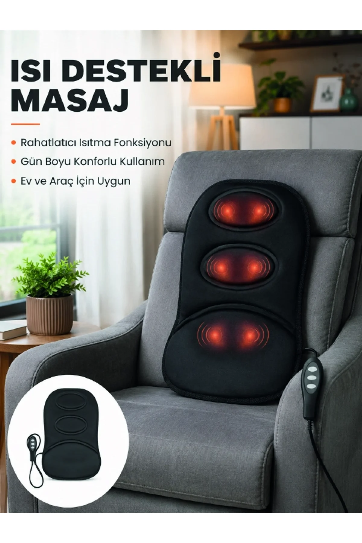 Isıtmalı Masaj Minderi Masaj Motoru, Kablolu Kumanda Ve Çoklu Masaj Modu