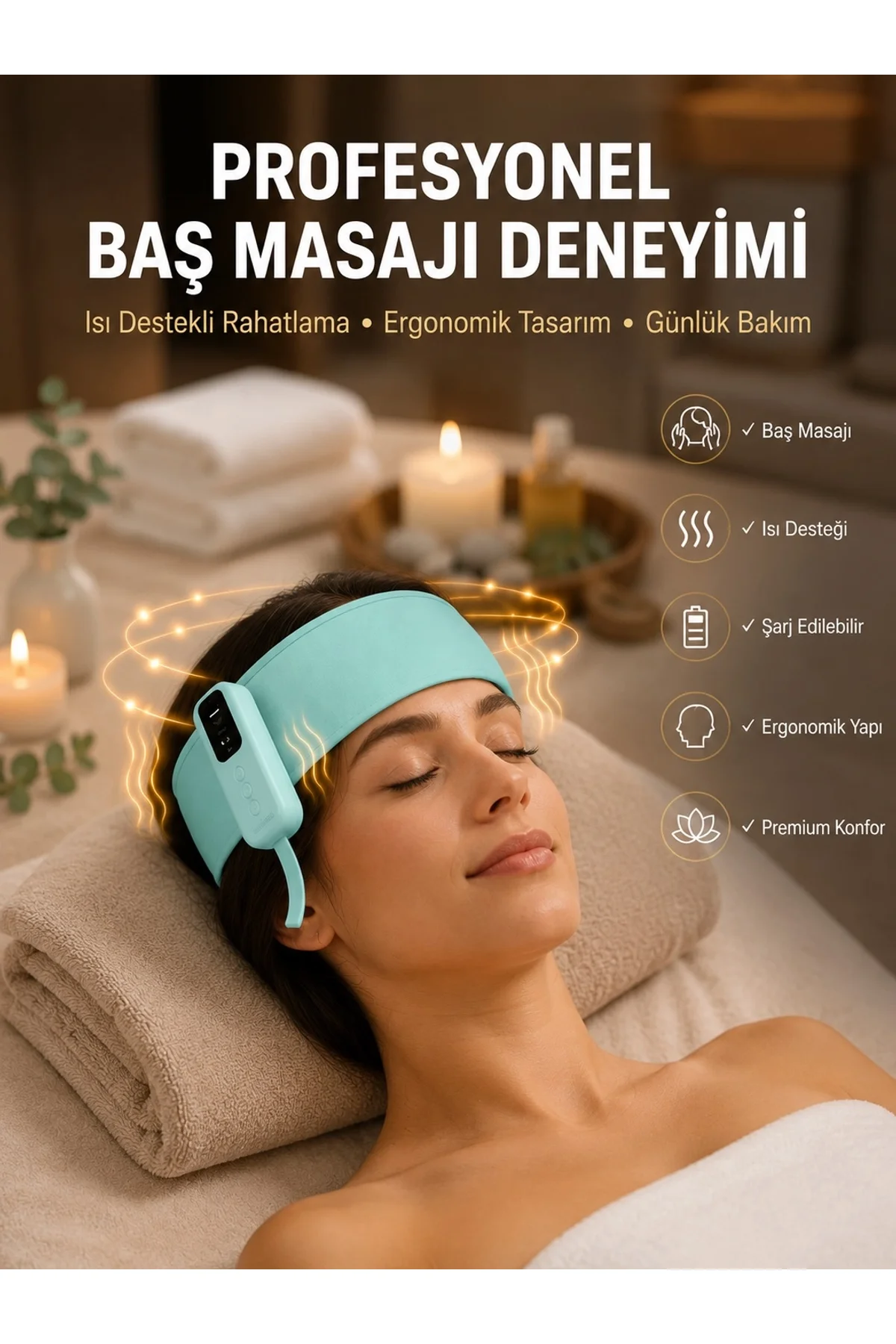 Isıtmalı Baş Masaj Aleti Rahatlatıcı Ve Stres Giderici Tasarım Yeni Nesil