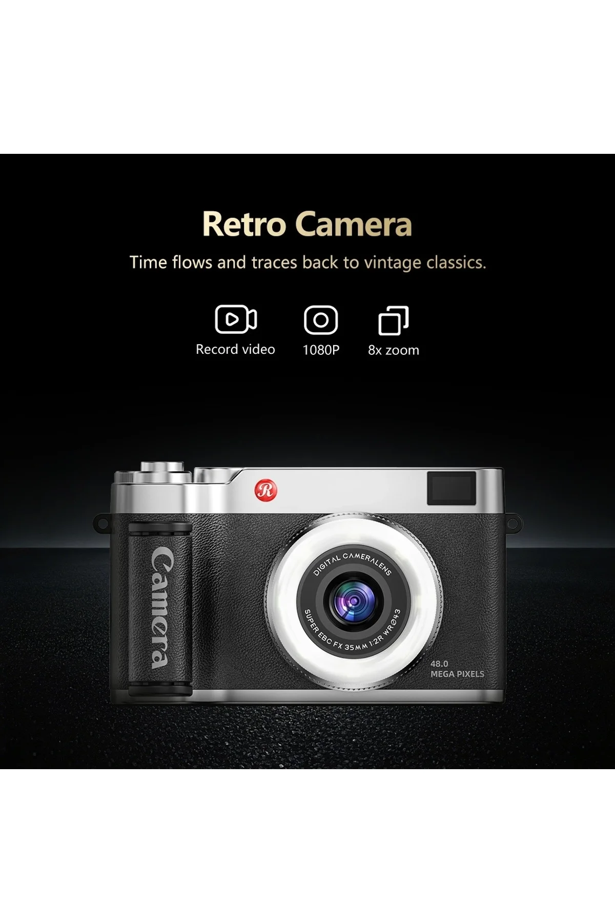 4k Çantalı Dijital Retro Video Kamera 48mp 16x Zoom Işıklı (32gb) Kart Dijital Fotoğraf Makinesi Siy - Just Cheap Store Görsel 3