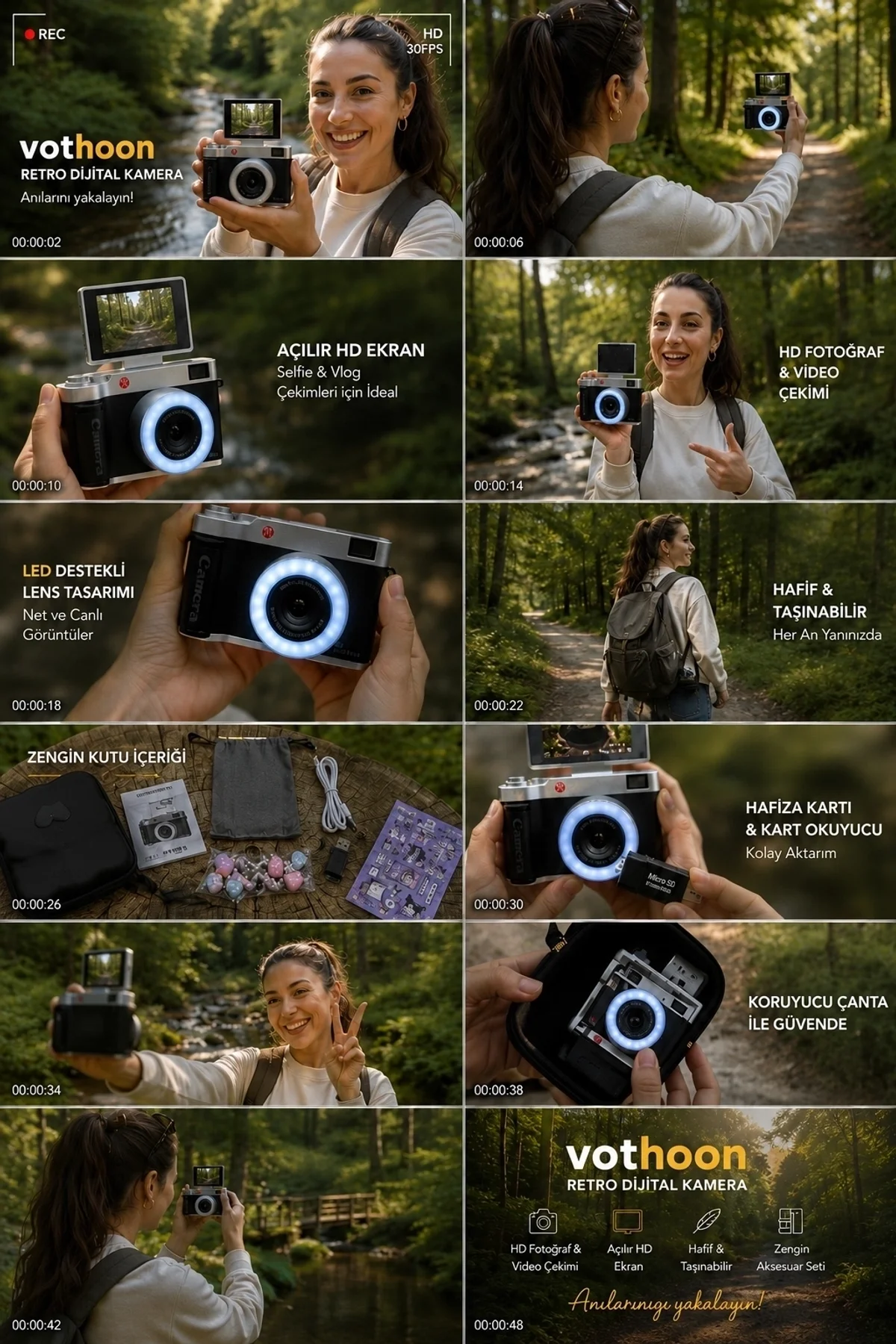 4k Çantalı Dijital Retro Video Kamera 48mp 16x Zoom Işıklı (32gb) Kart Dijital Fotoğraf Makinesi Mav - Just Cheap Store Görsel 3