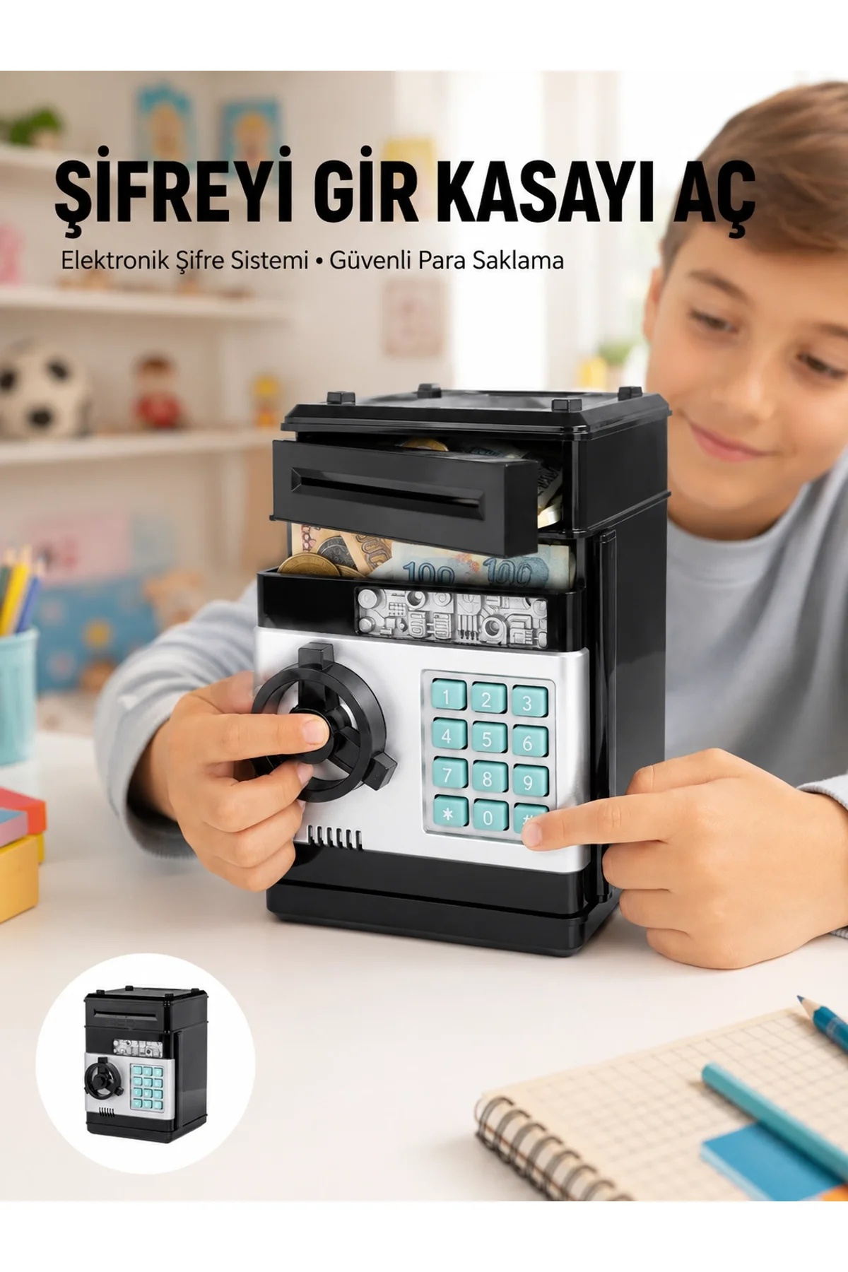 Işıklı Sesli Şifreli Atm Görünümlü Kasa Kumbara