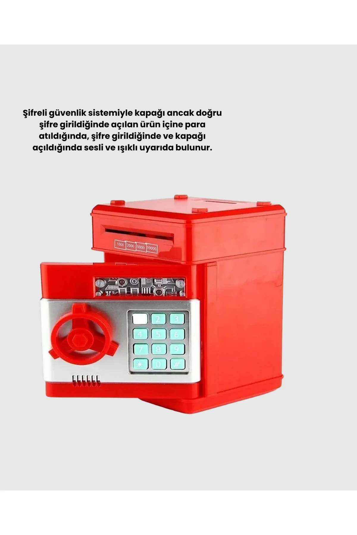 Kırmızı Şifreli Atm Kasa Para Yutan Kumbara - Just Cheap Store Görsel 4