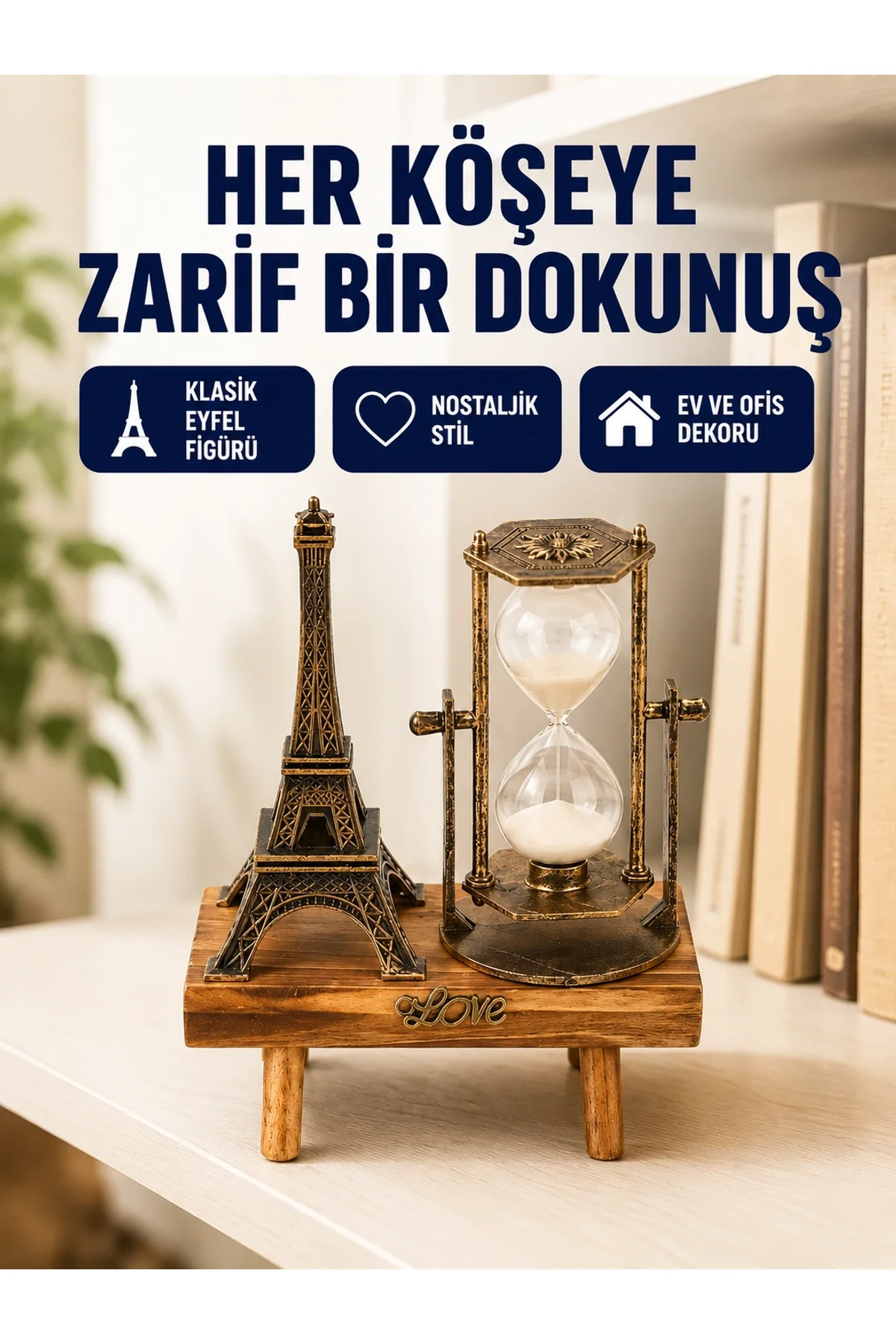 Dekoratif Kum Saati – Ahşap Malzeme, Hediyelik Masa Aksesuarı