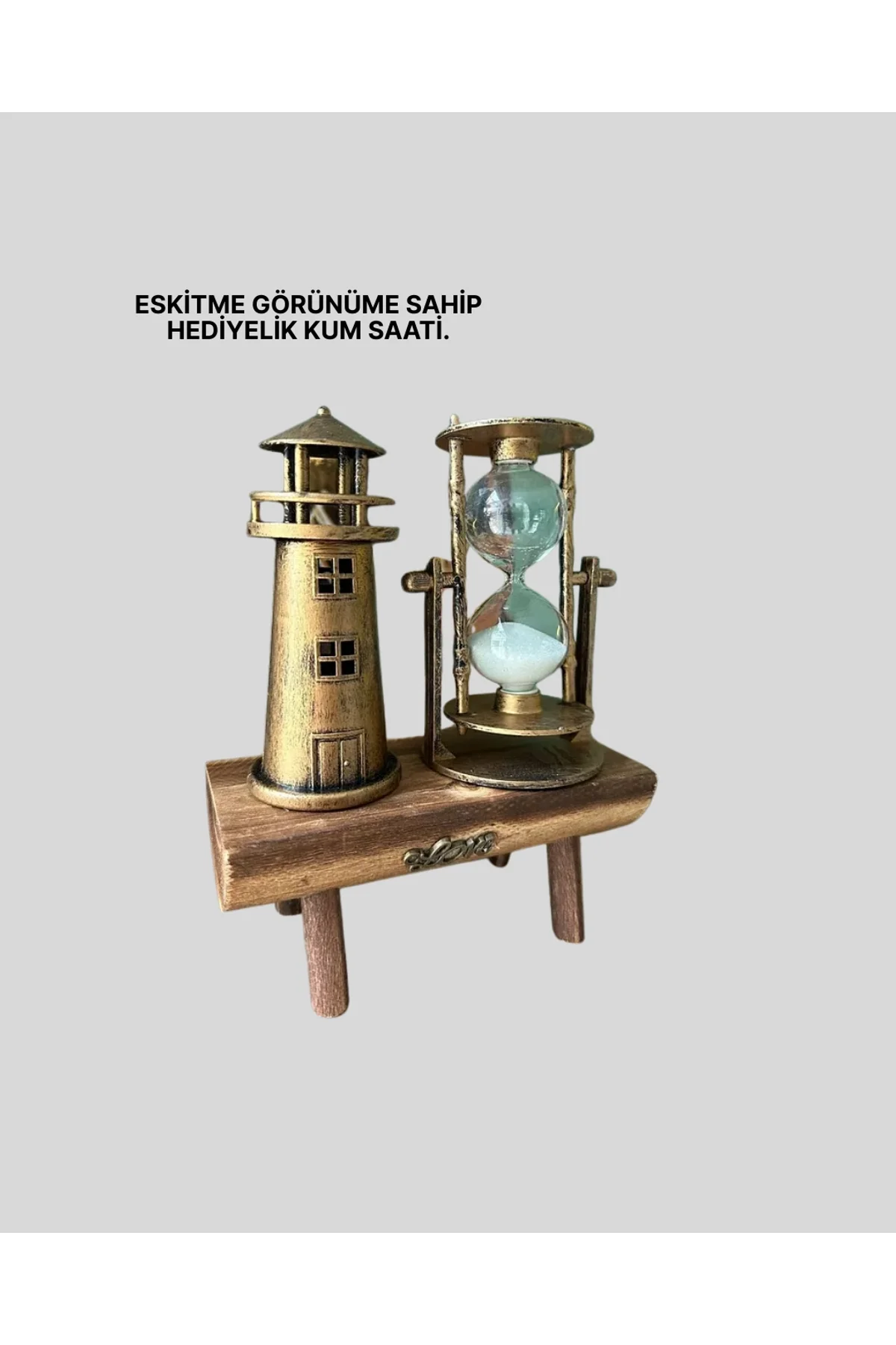 Deniz Feneri Tasarımlı Ahşap Kum Saati – Retro Masa Aksesuarı Yeni Nesil - Just Cheap Store Görsel 4