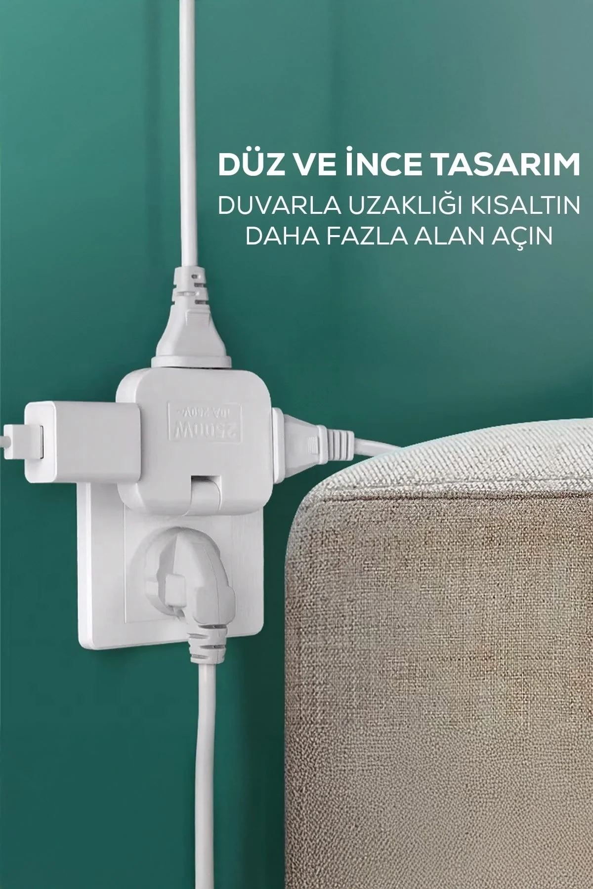 Katlanır Priz 3 Gözlü - Just Cheap Store Görsel 2