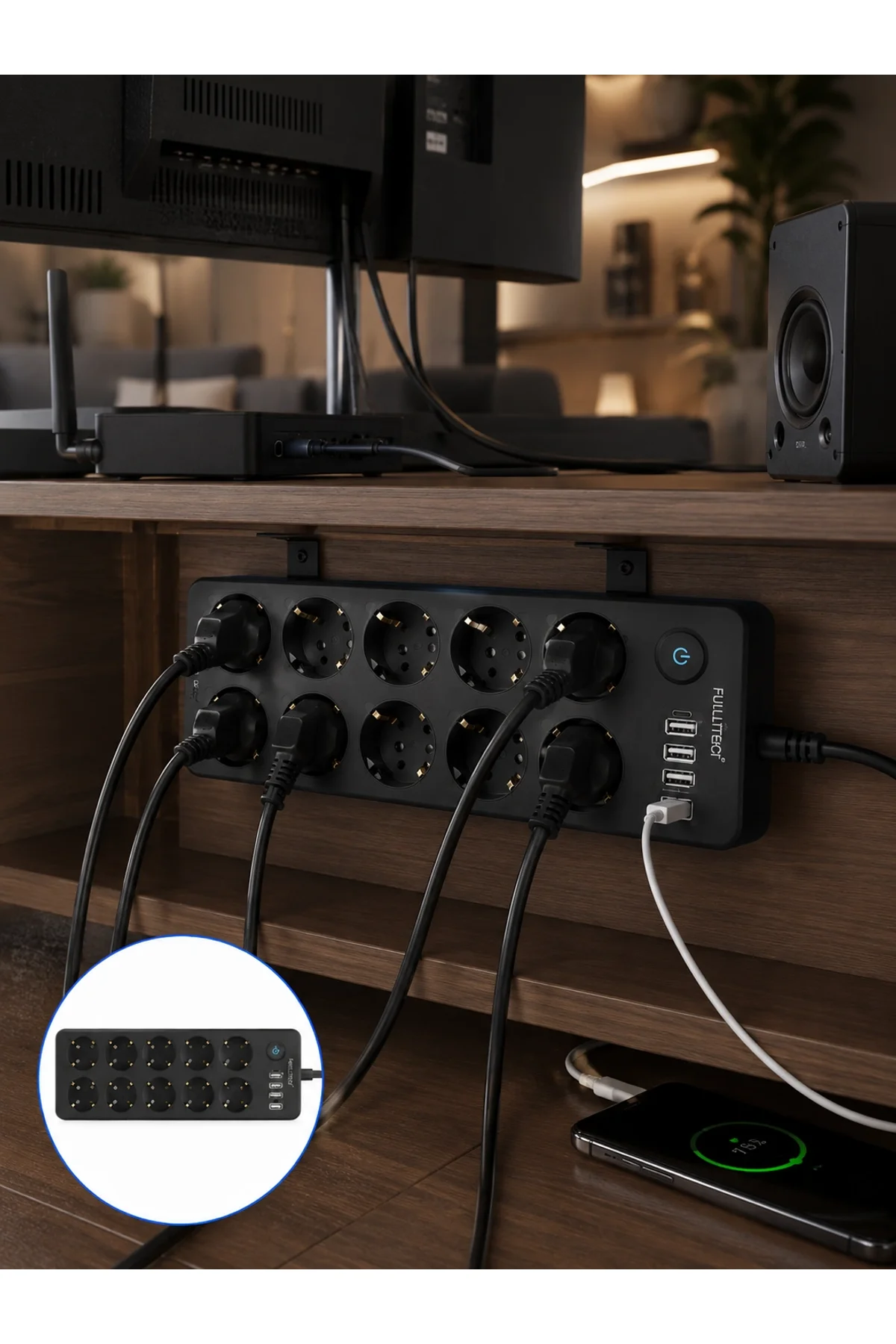 10'lu Çoklu Priz Usb Ve Type-c Şarj Girişli Akım Korumalı Grup Priz - Just Cheap Store Görsel 2