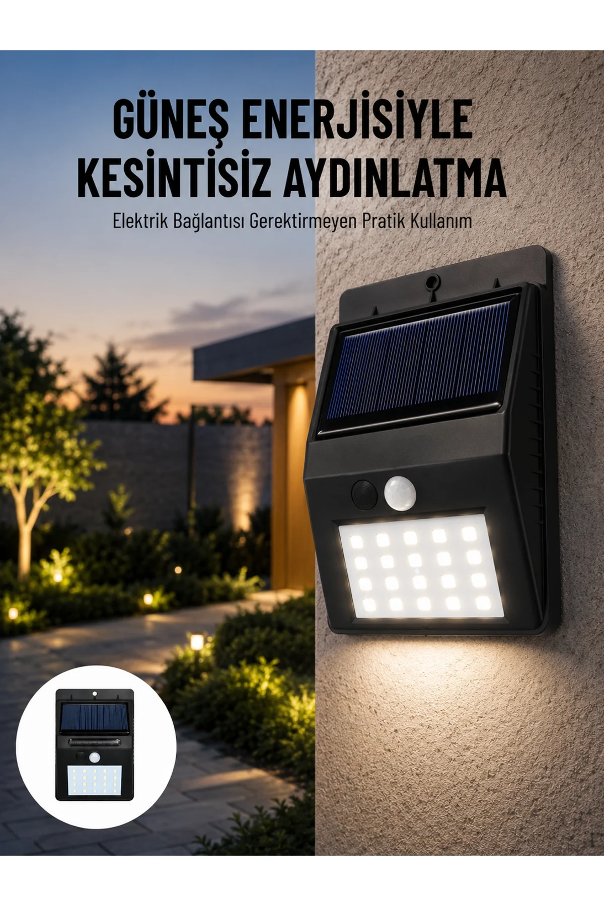 Solar Dekoratif Lambası Sensörlü Led Işık Bahçe Aydınlatma Yeni Nesil