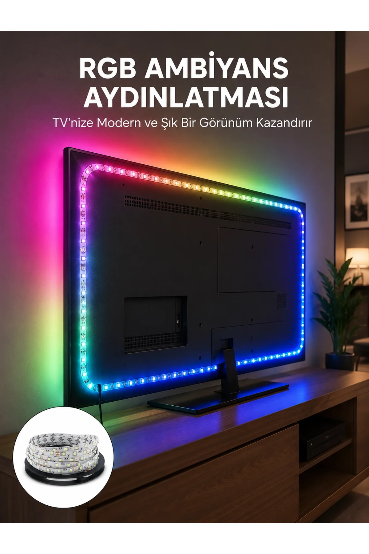 Müzikle Senkronize Led Şerit Tv Aydınlatma Yeni Nesil