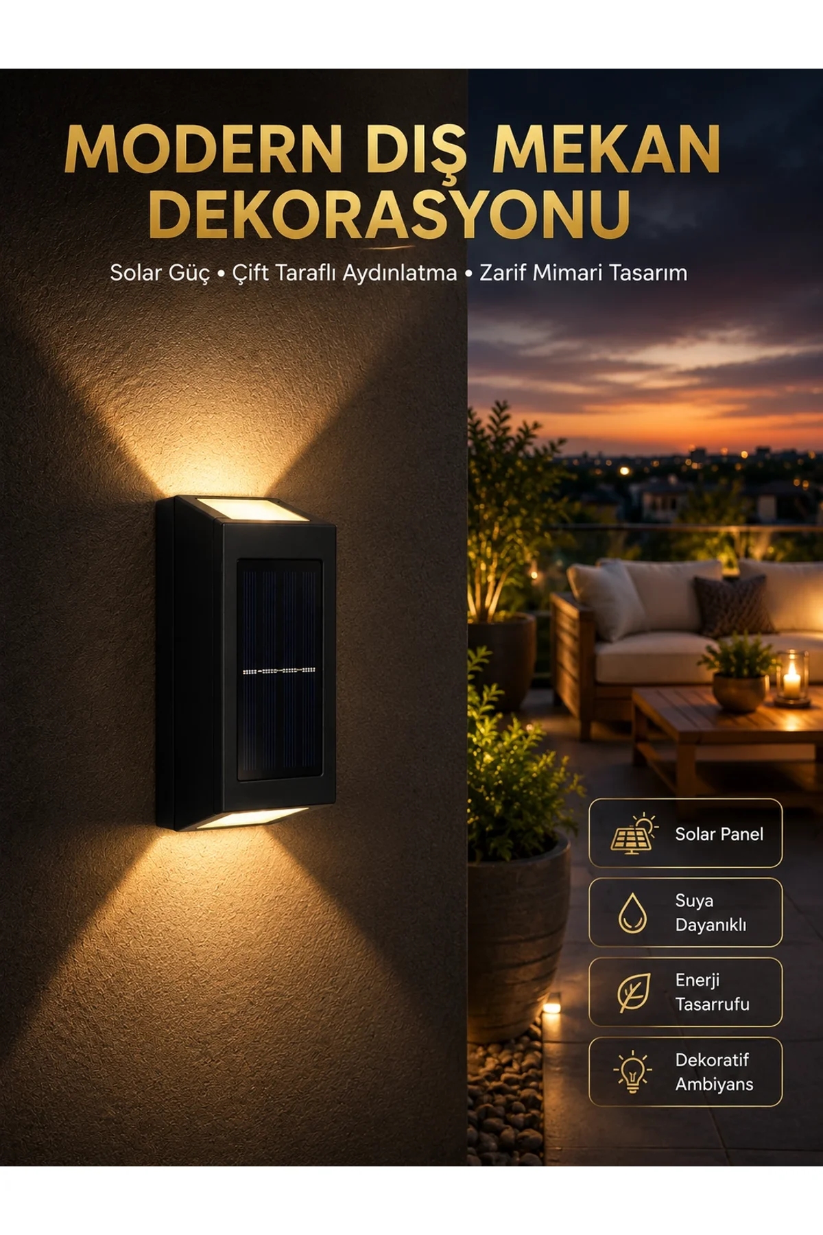 Dekorasyon Aplik Işık Güneş Enerjili Aydınlatma Dekoratif Aydınlatma