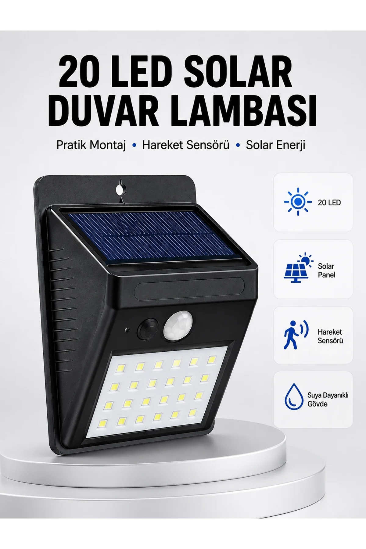 Su Geçirmez Ip65 20 Led Solar Sensörlü Bahçe Ve Veranda Aydınlatma Yeni Nesil