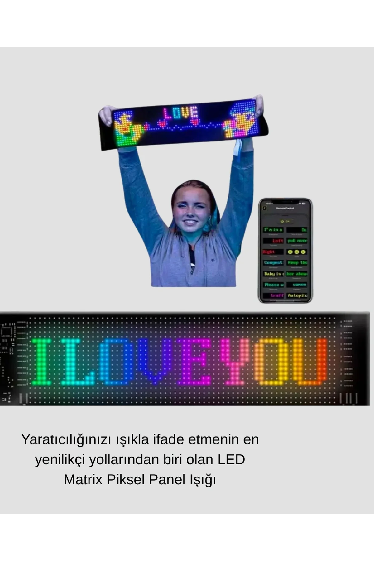 Led Matrix Piksel Panel Işığı Usb Uygulama Kontrollü Kaydırmalı Yazı Ekranı - Just Cheap Store Görsel 4