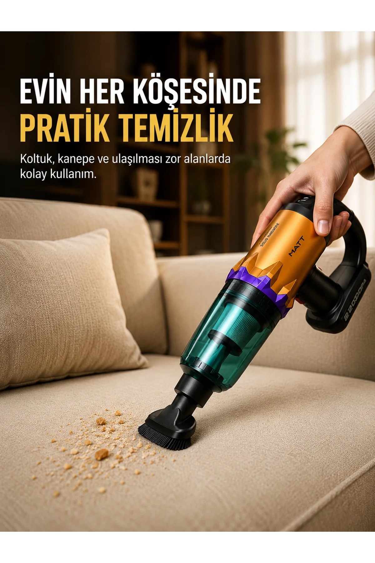 Taşınabilir Kablosuz El Süpürgesi Araç Ve Ev Temizliğine Uygun