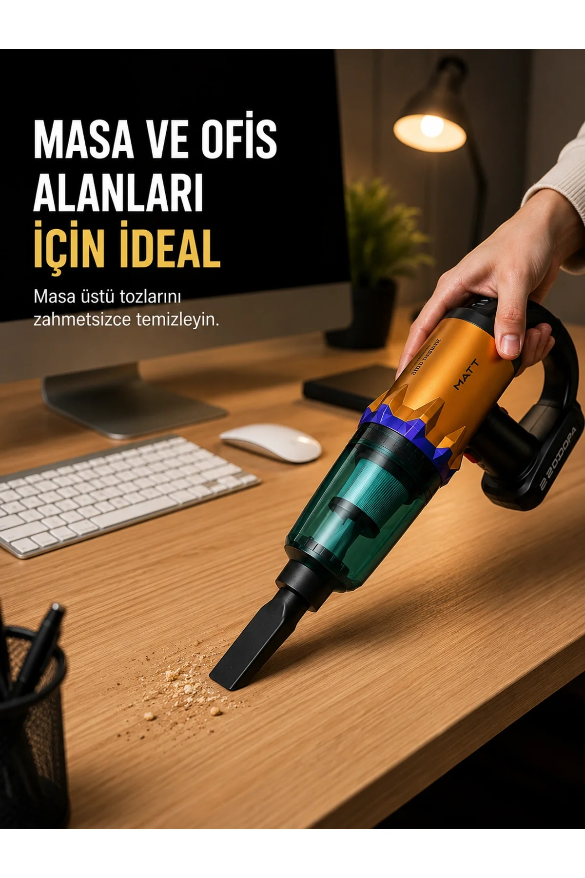 Kablosuz Araç Süpürgesi Yıkanabilir Filtreli Taşınabilir El Tipi Süpürge