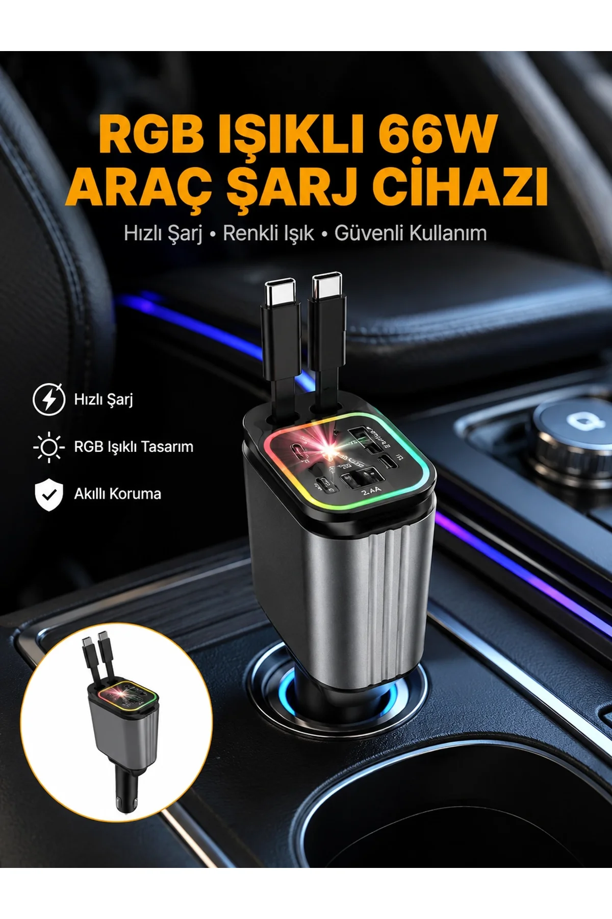 Kia, Seat, Mazda, Mitsubishi Araçlar İçin Çok Fonksiyonlu Araç Şarj Adaptörü Yeni Nesil