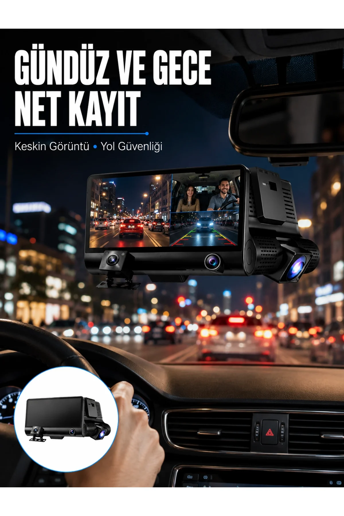 Çift Lens Araç Güvenlik Kamerası G Sensörlü Full Hd Yeni Nesil