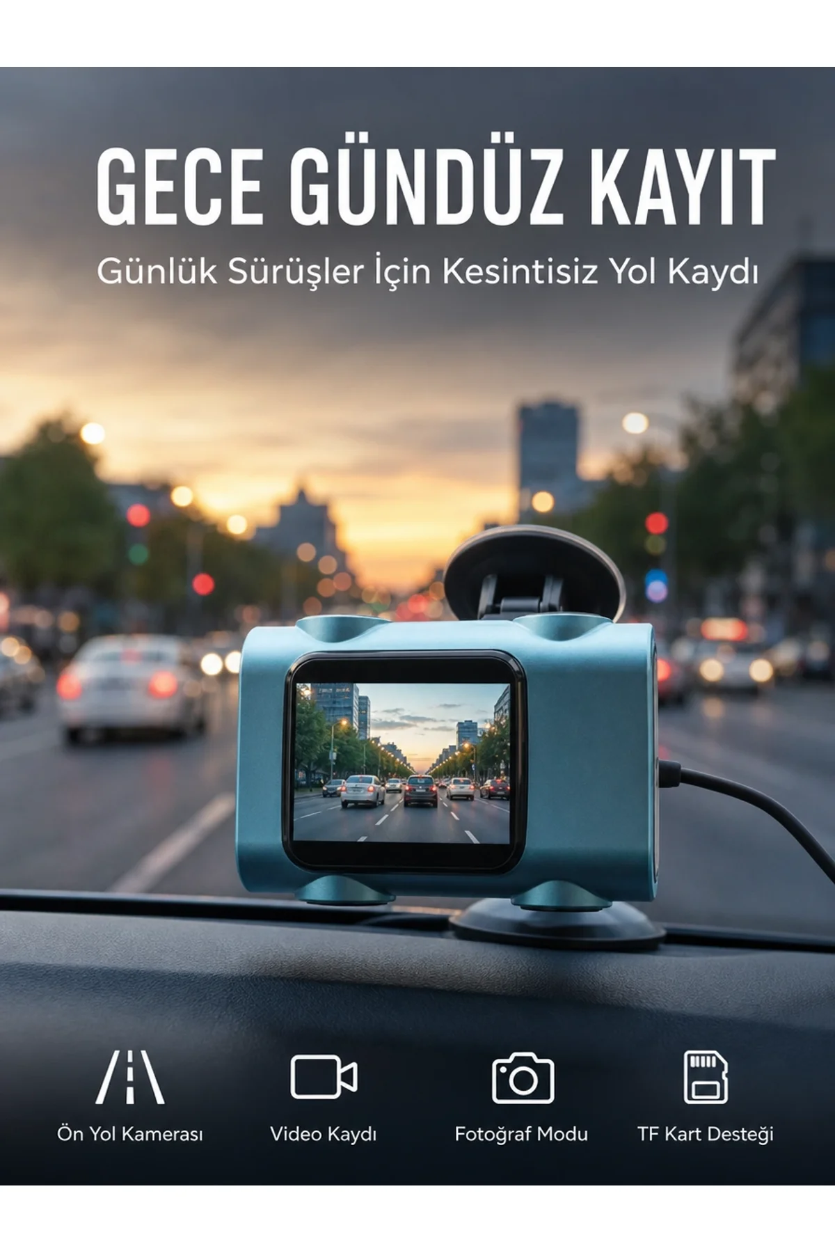 Araç Güvenlik Kamerası Öne Bakan Yol Kayıt Cihazı Yeni Nesil